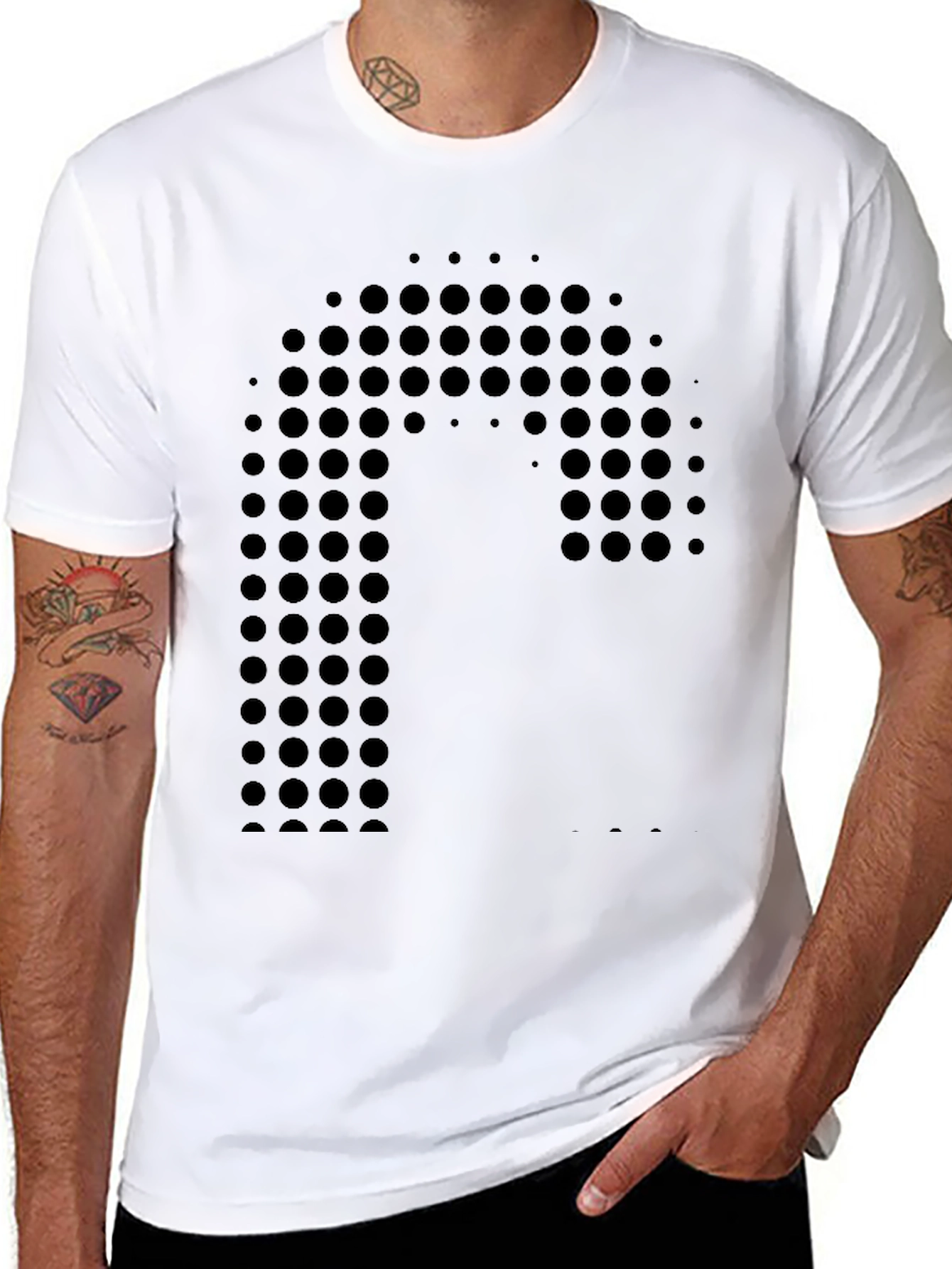 Modern Dot Design Black T-Shirt