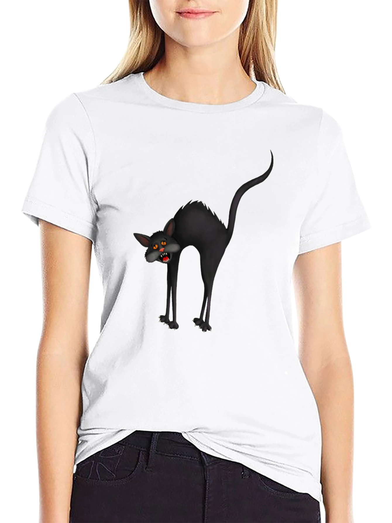 Mens Black Cat Graphic Tee