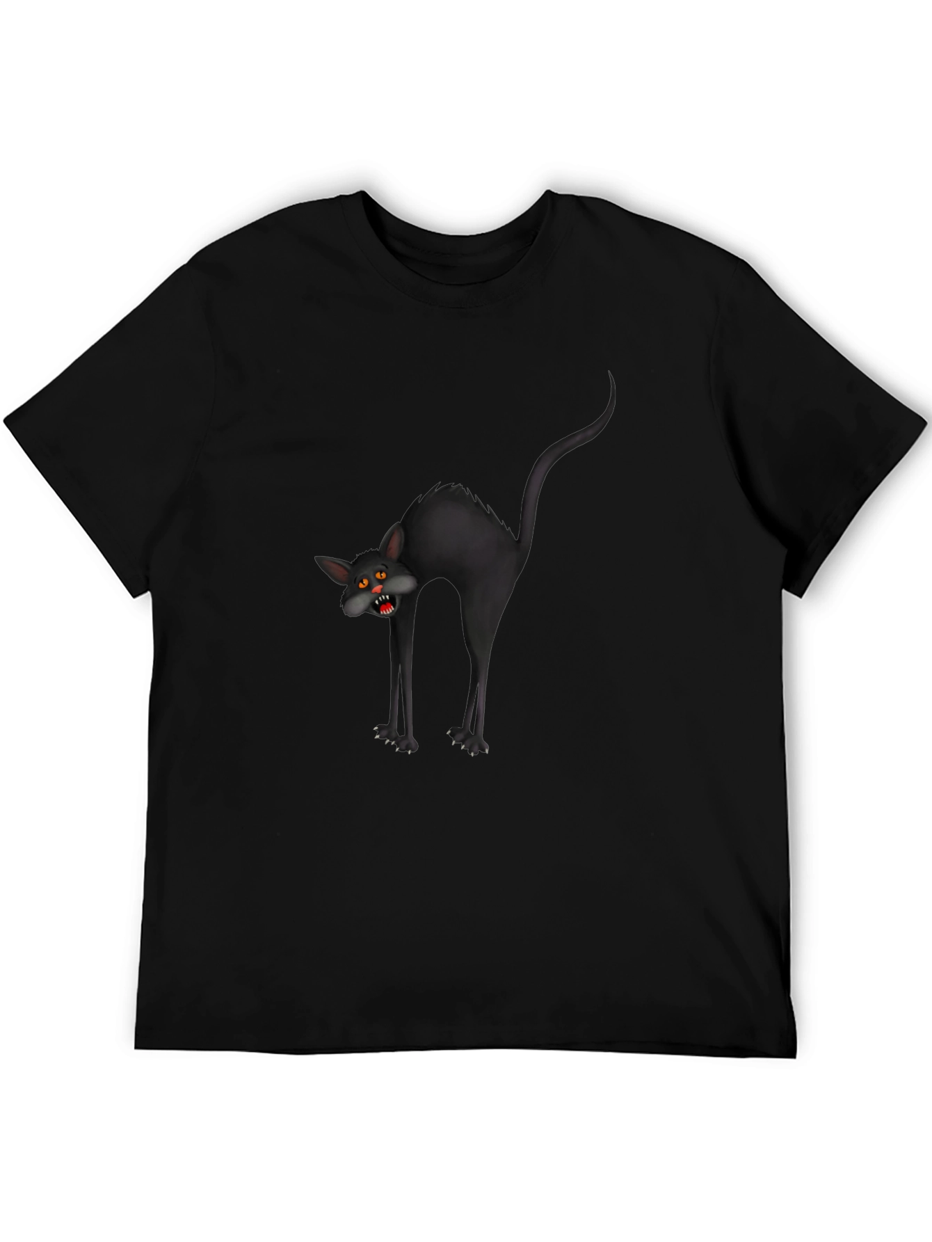 Mens Black Cat Graphic Tee