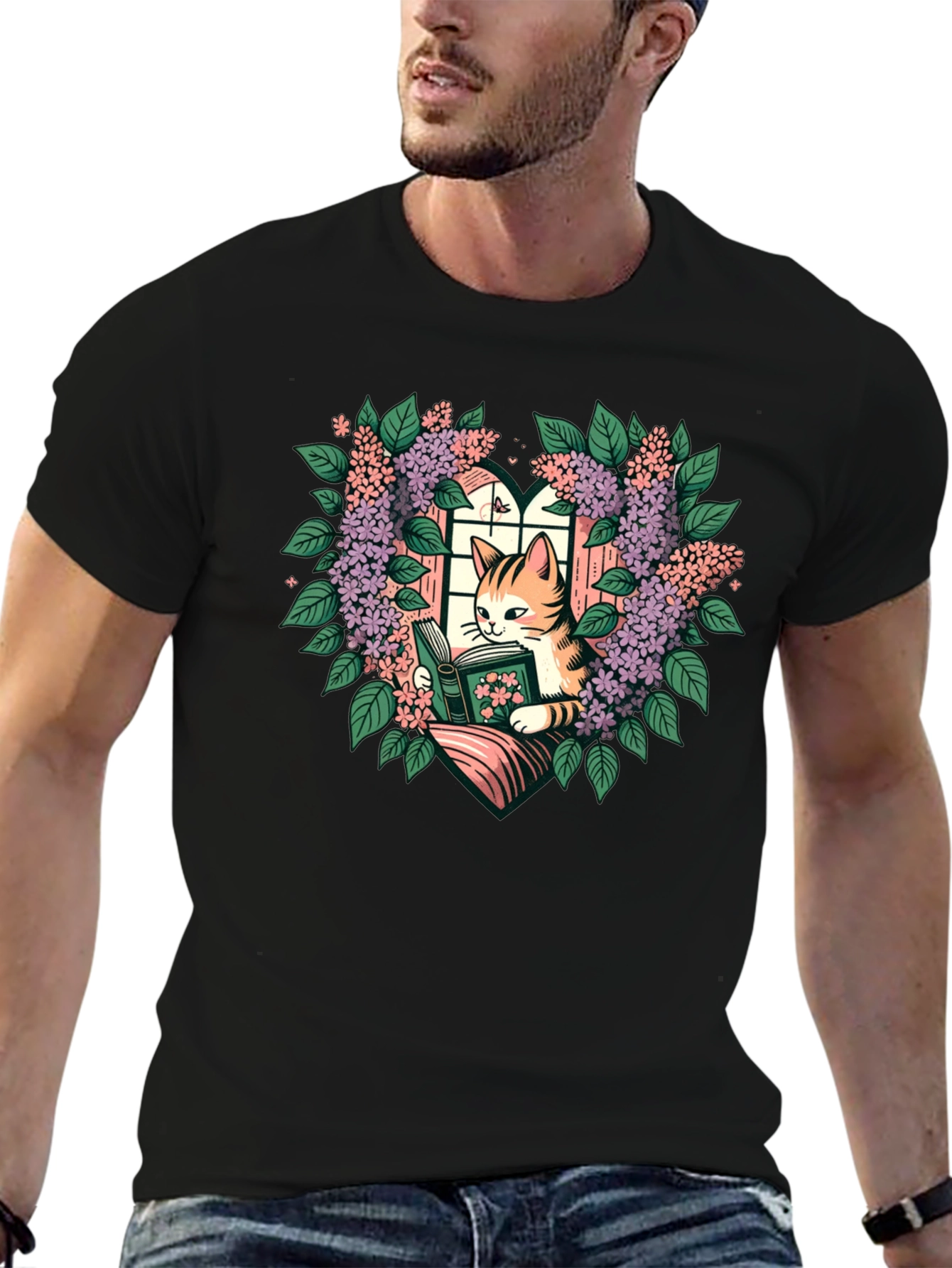 Cat Reading Book T-Shirt