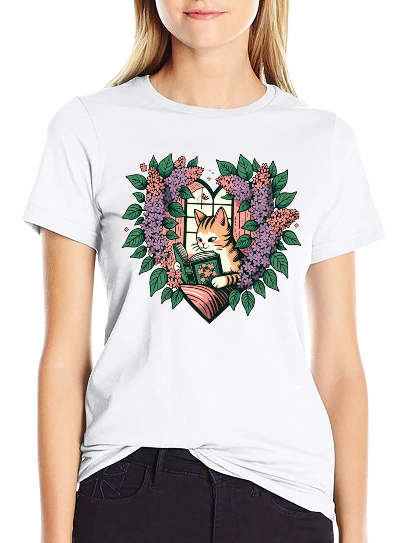 Cat Reading Book T-Shirt