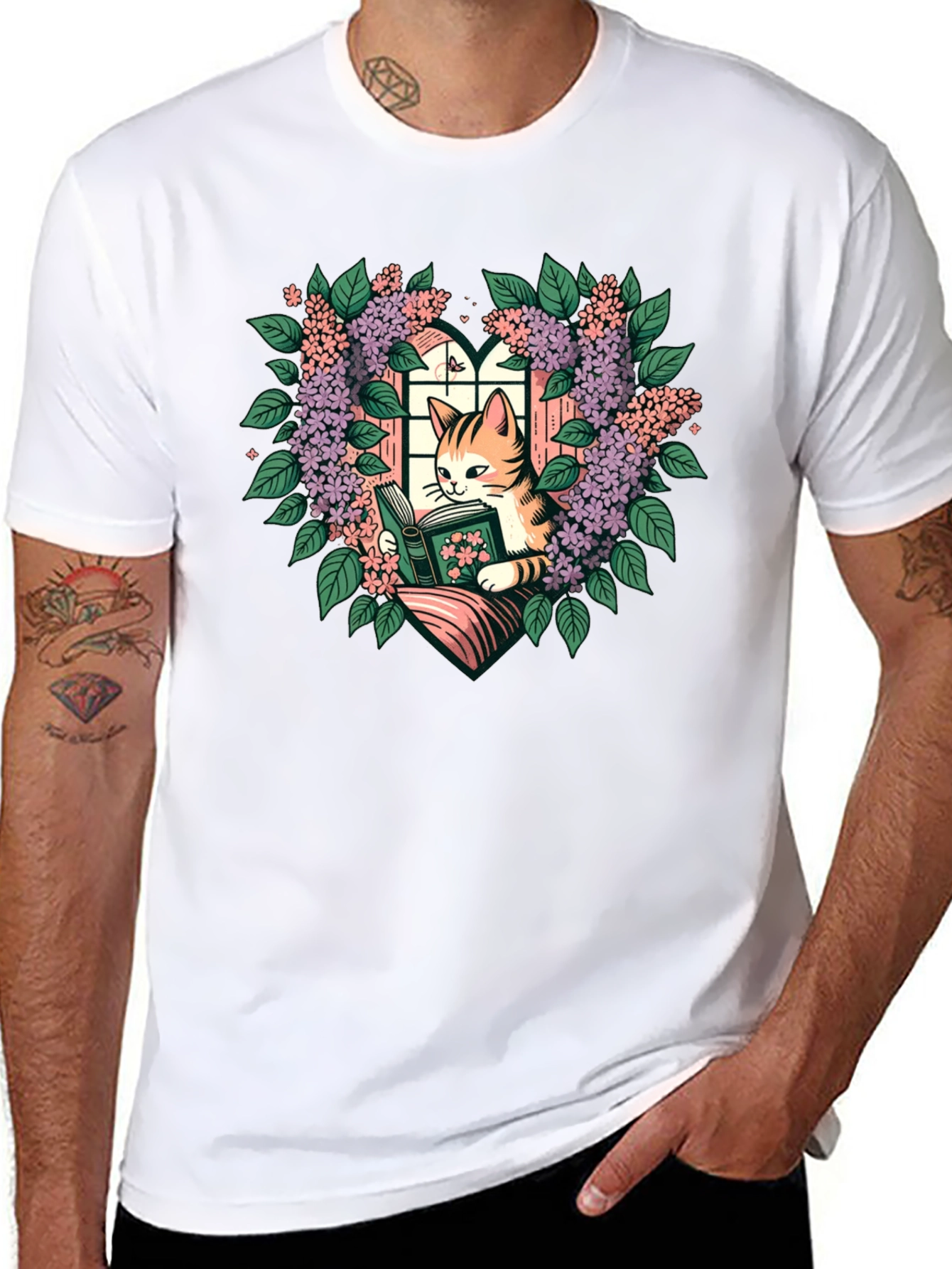 Cat Reading Book T-Shirt
