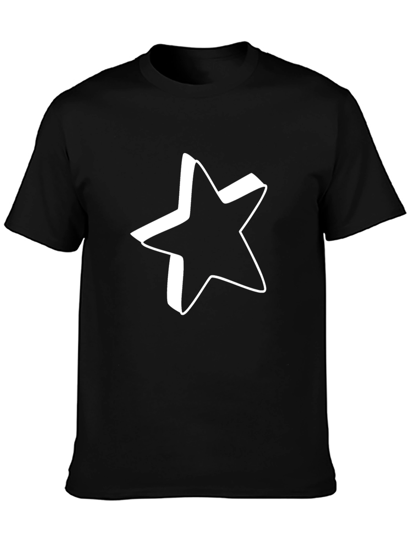 Black Tee with Bold Star Design