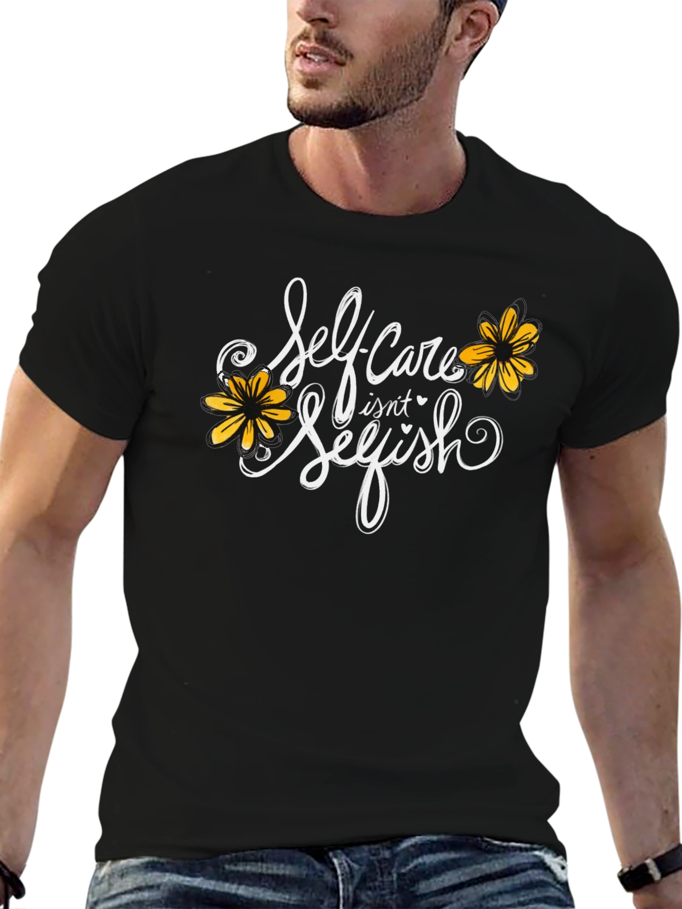 Self-Care Isnt Selfish Black Graphic T-Shirt