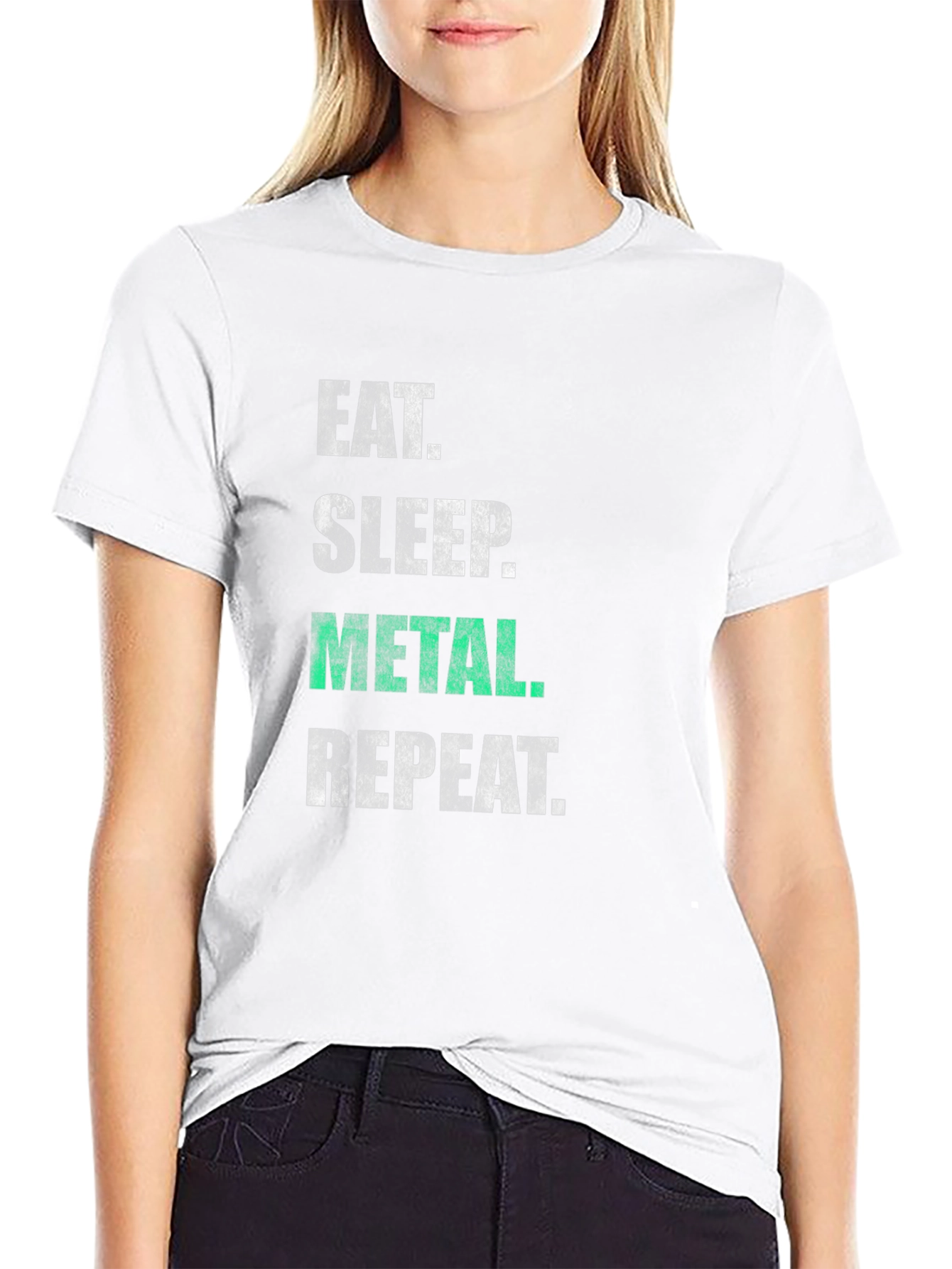 Eat Sleep Metal Repeat T-Shirt - Black Graphic Tee