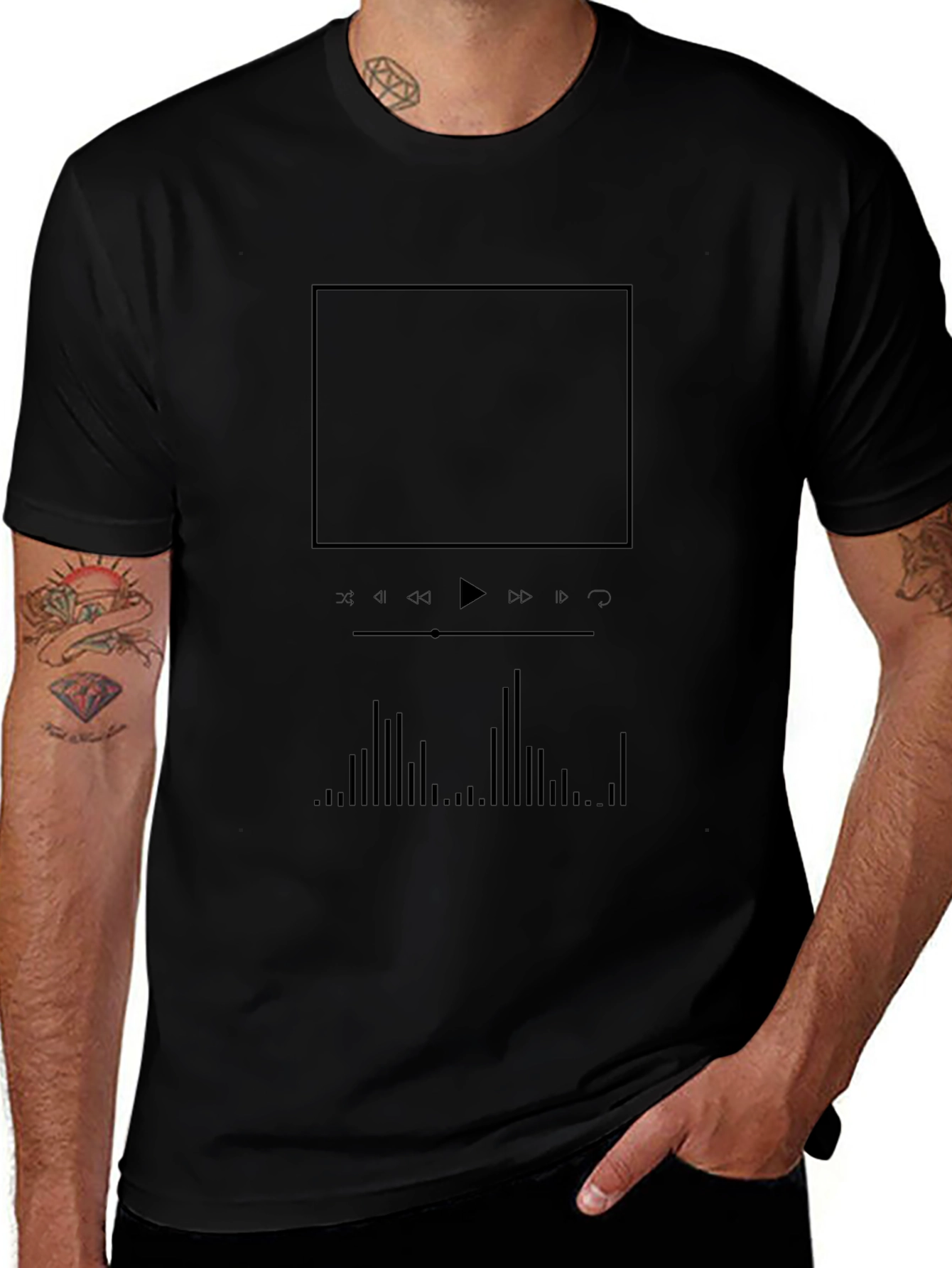 Modern Music Player Black T-Shirt