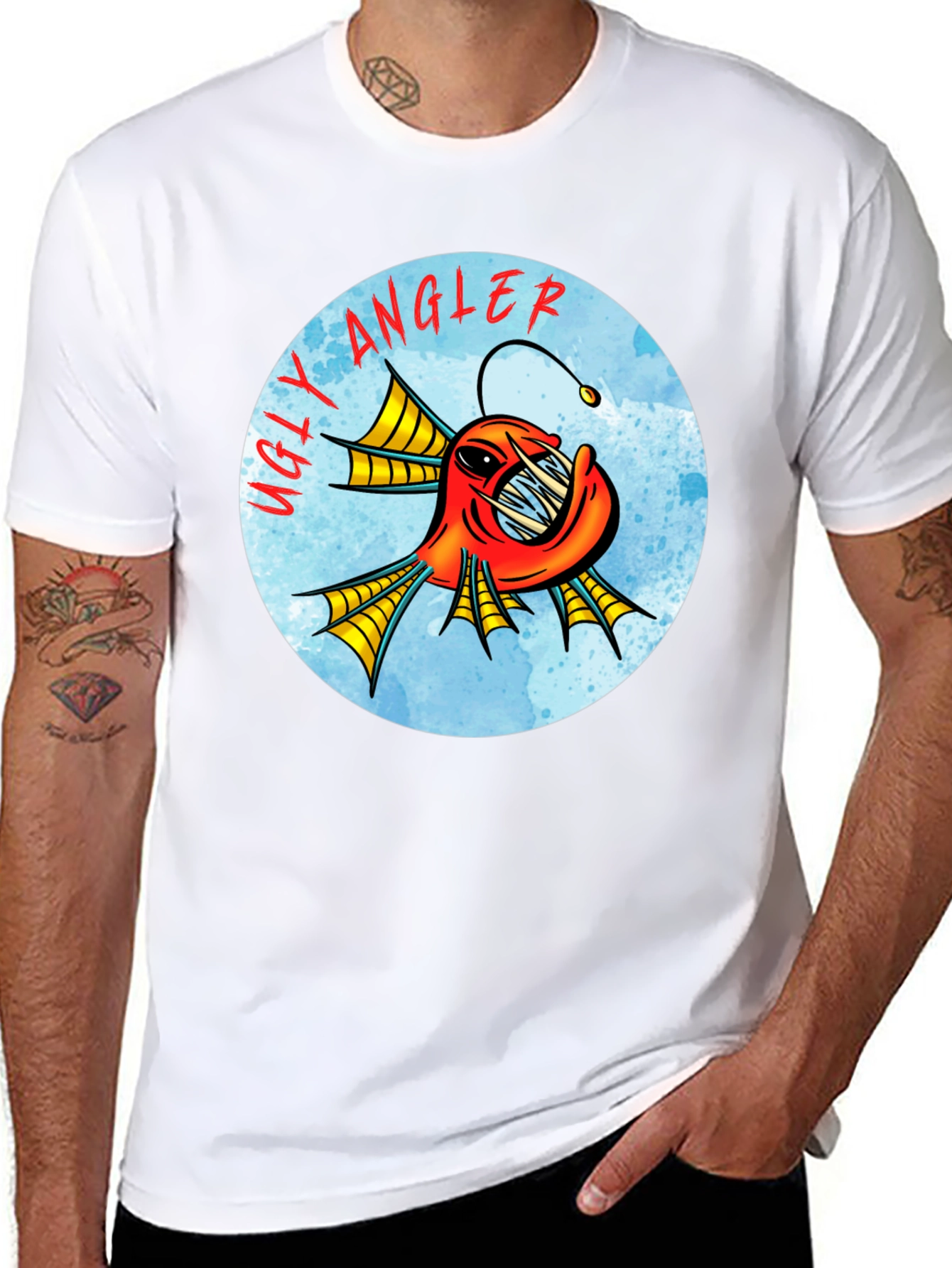 Ugly Angler Fish Graphic T-Shirt - Black