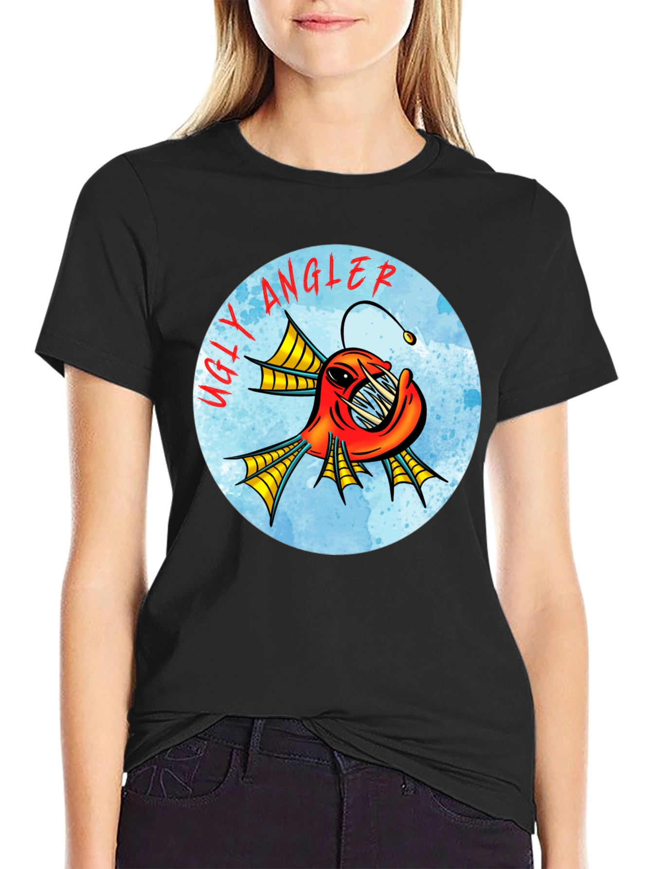 Ugly Angler Fish Graphic T-Shirt - Black