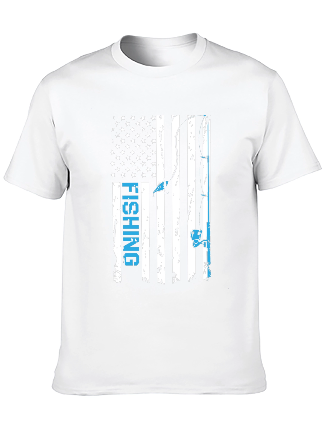 Fishing Flag Graphic Tee - Patriotic Angler Shirt