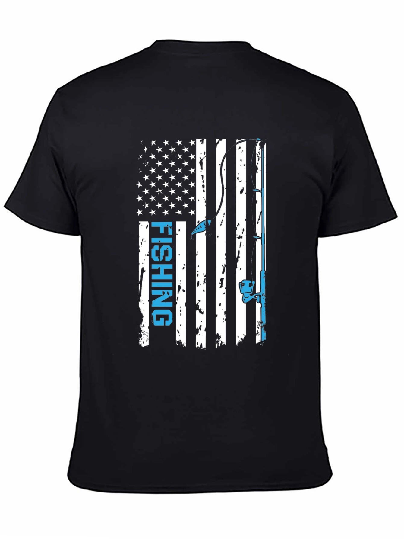 Fishing Flag Graphic Tee - Patriotic Angler Shirt