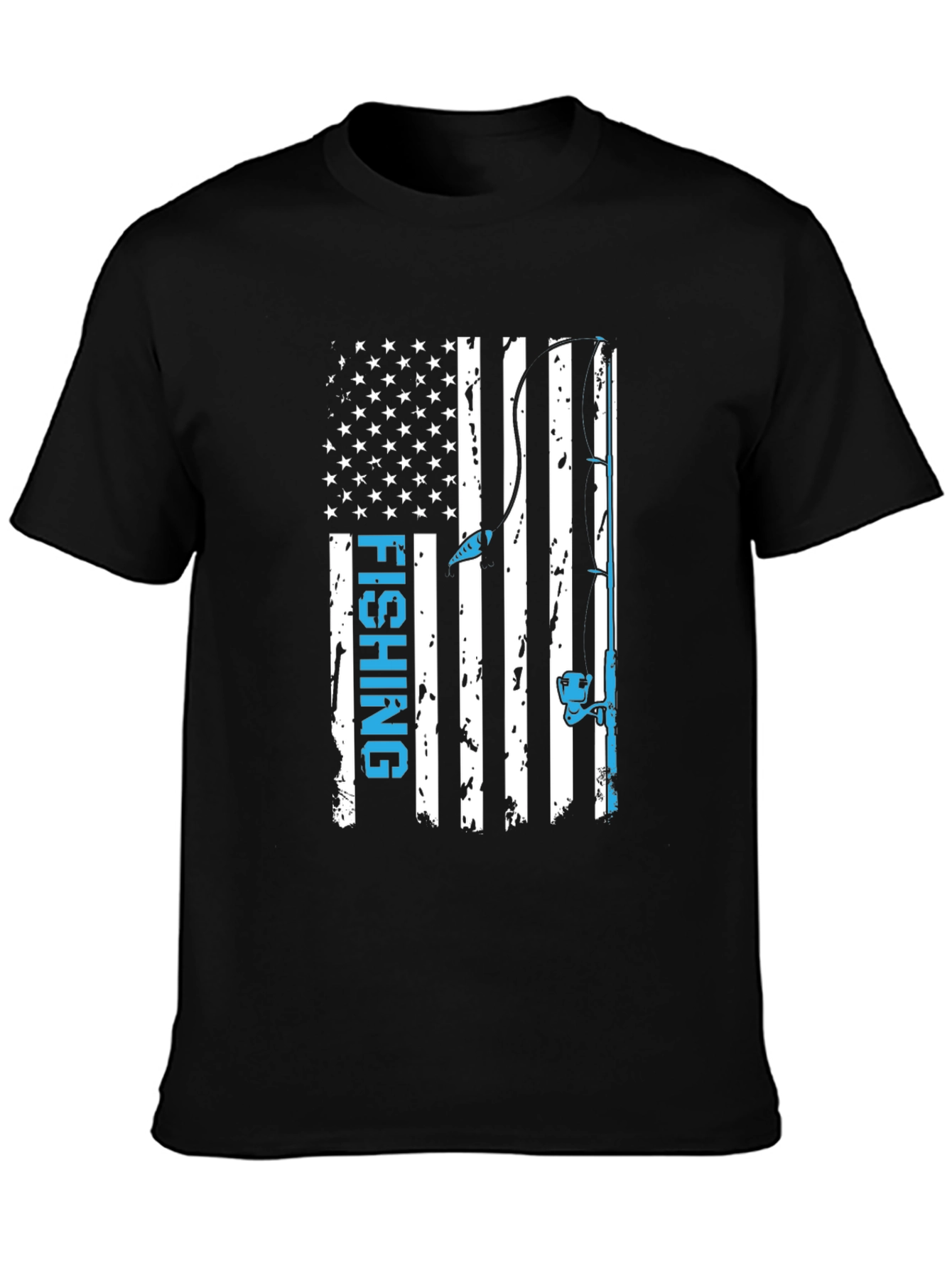 Fishing Flag Graphic Tee - Patriotic Angler Shirt