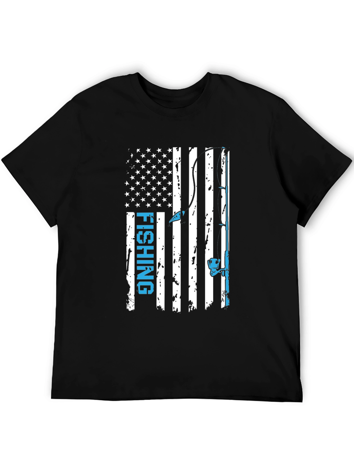 Fishing Flag Graphic Tee - Patriotic Angler Shirt