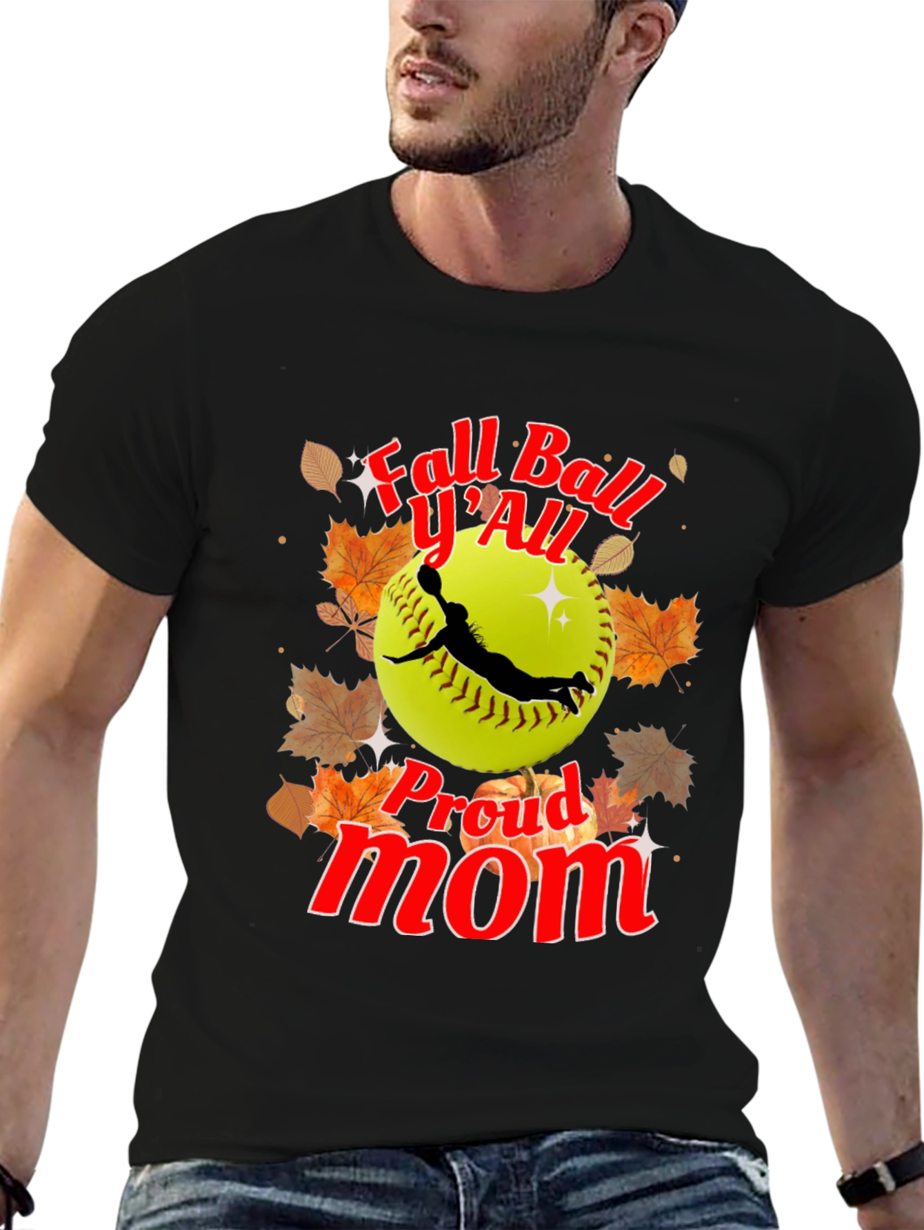 Fall Ball YAll Proud Mom Softball T-Shirt