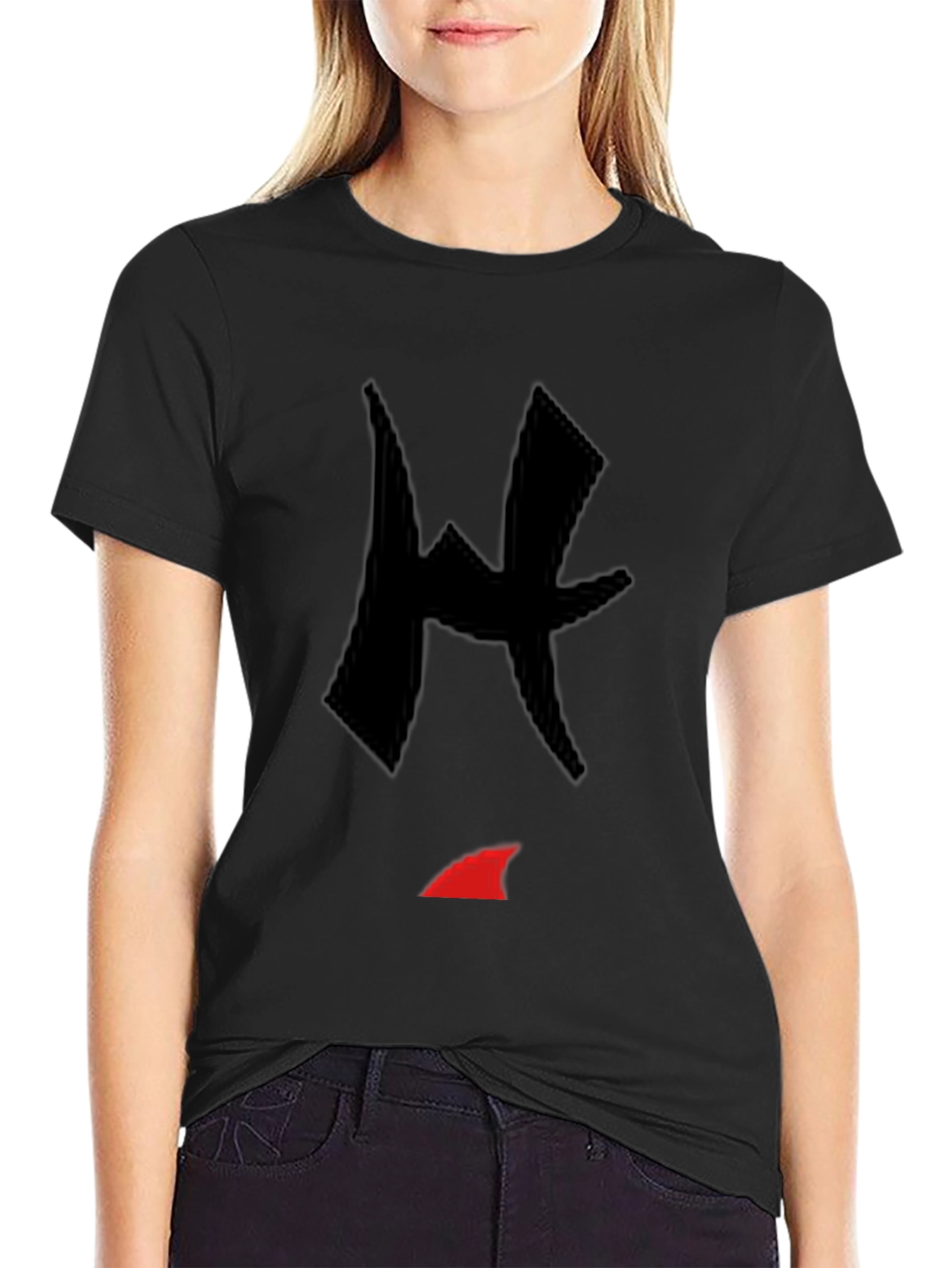 Black T-Shirt with Abstract Graphic