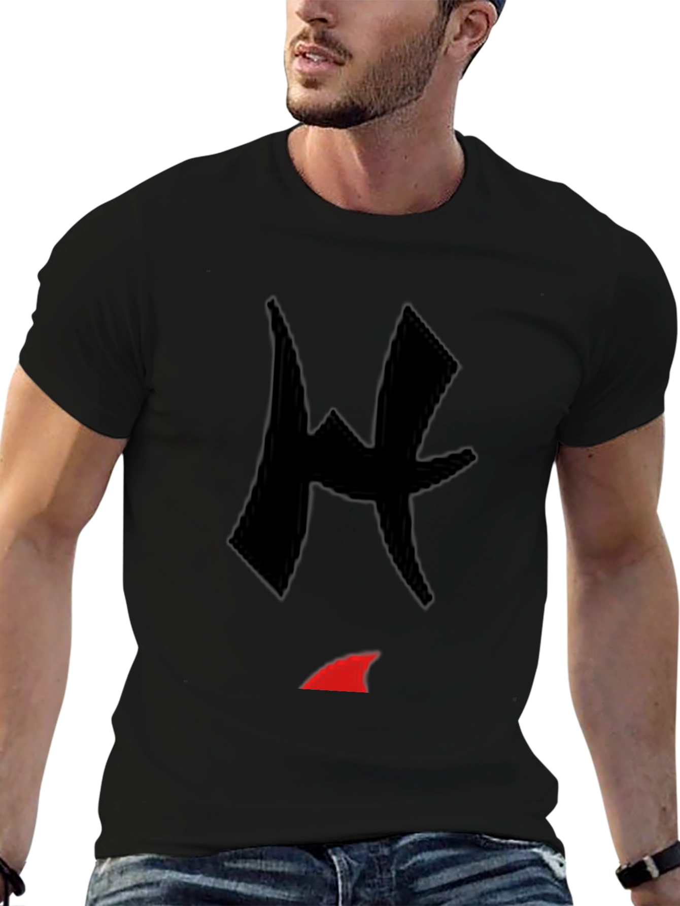 Black T-Shirt with Abstract Graphic