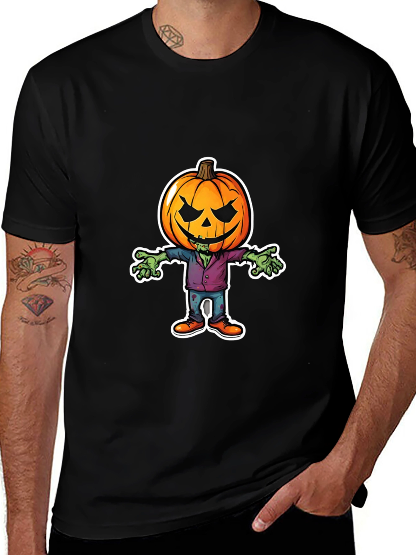 Pumpkin Head Zombie T-Shirt - Halloween Graphic Tee