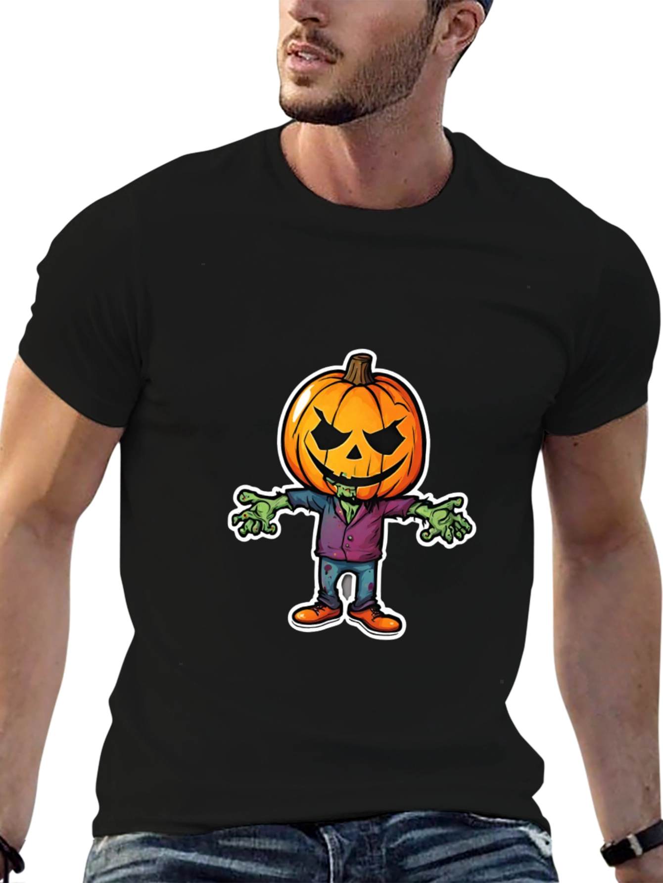 Pumpkin Head Zombie T-Shirt - Halloween Graphic Tee