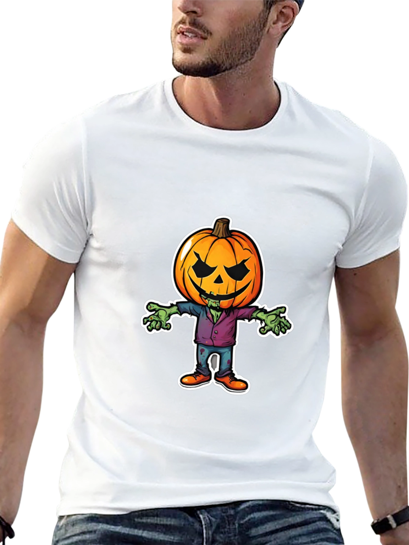 Pumpkin Head Zombie T-Shirt - Halloween Graphic Tee