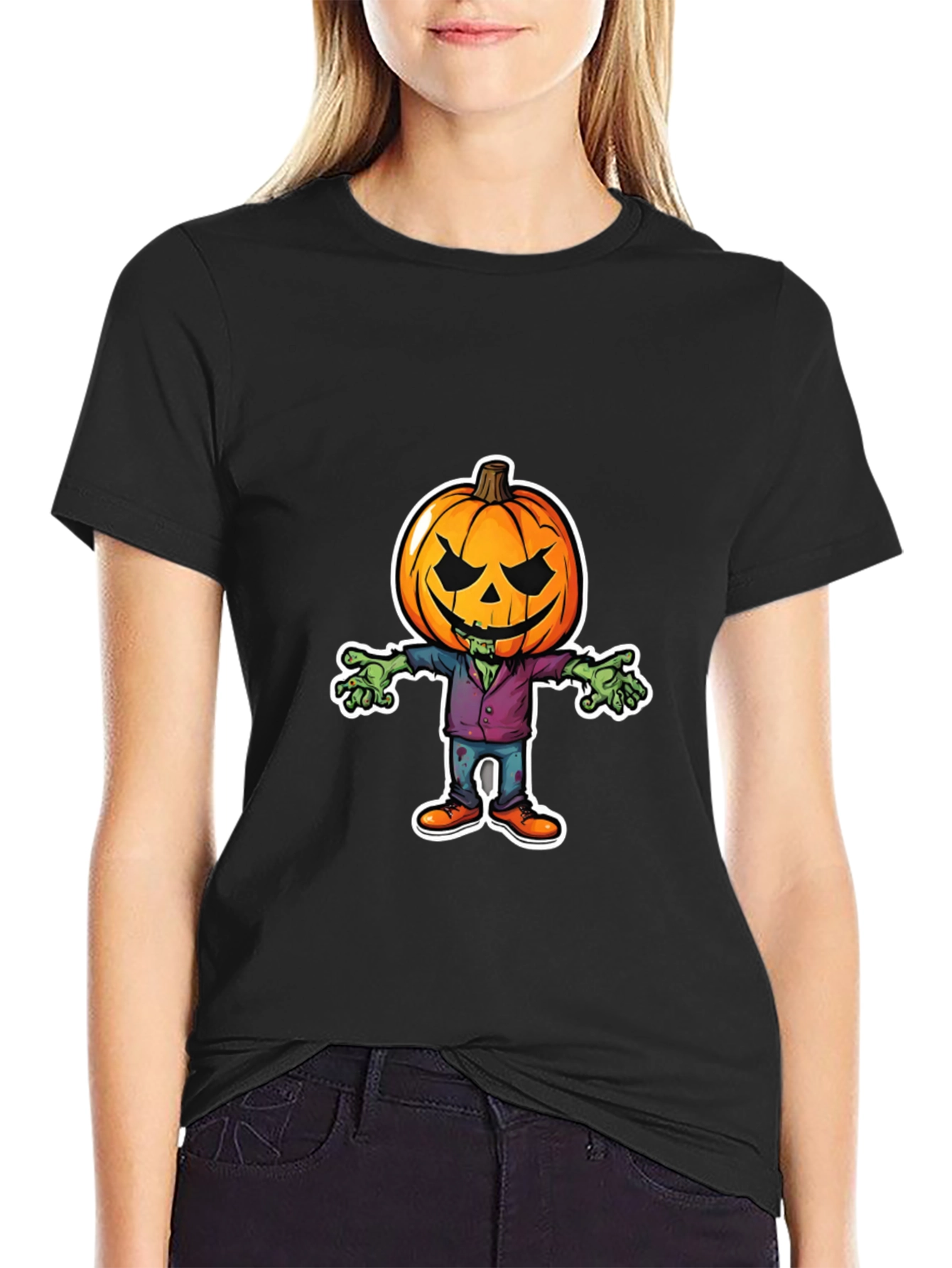 Pumpkin Head Zombie T-Shirt - Halloween Graphic Tee