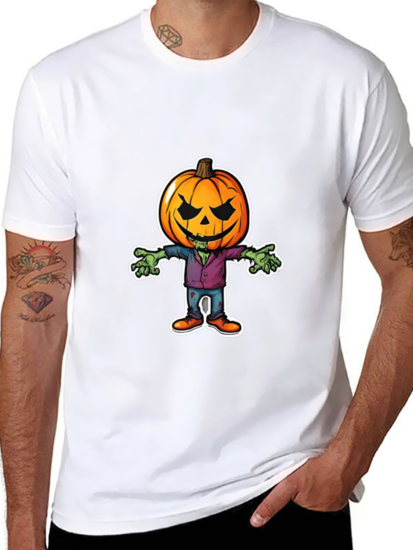 Pumpkin Head Zombie T-Shirt - Halloween Graphic Tee