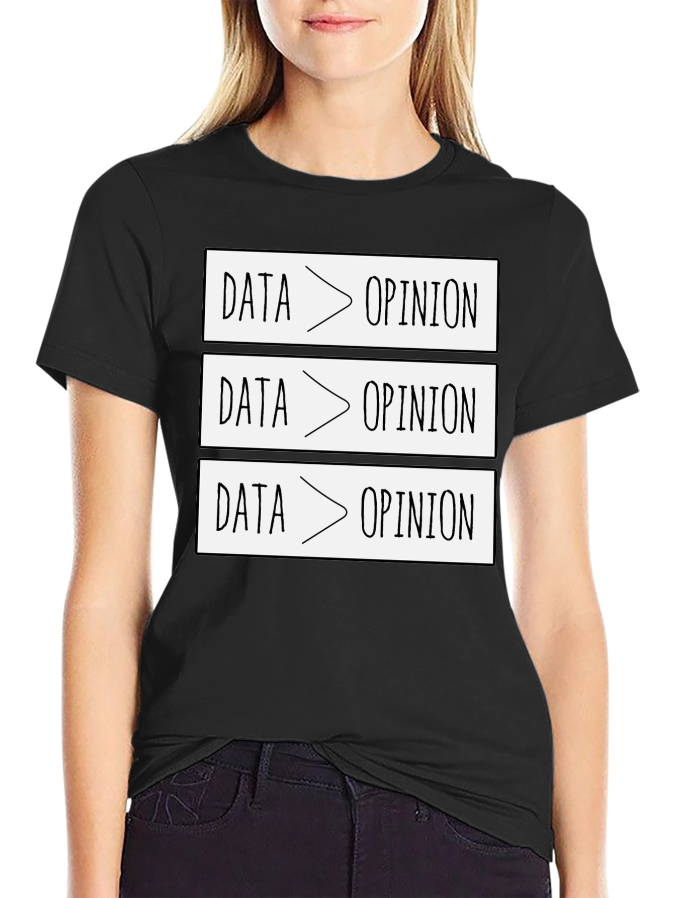 Data Over Opinion Graphic Tee - Black Cotton Blend