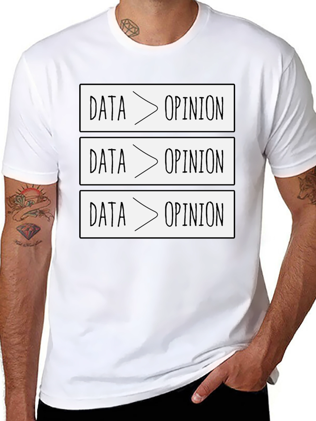 Data Over Opinion Graphic Tee - Black Cotton Blend