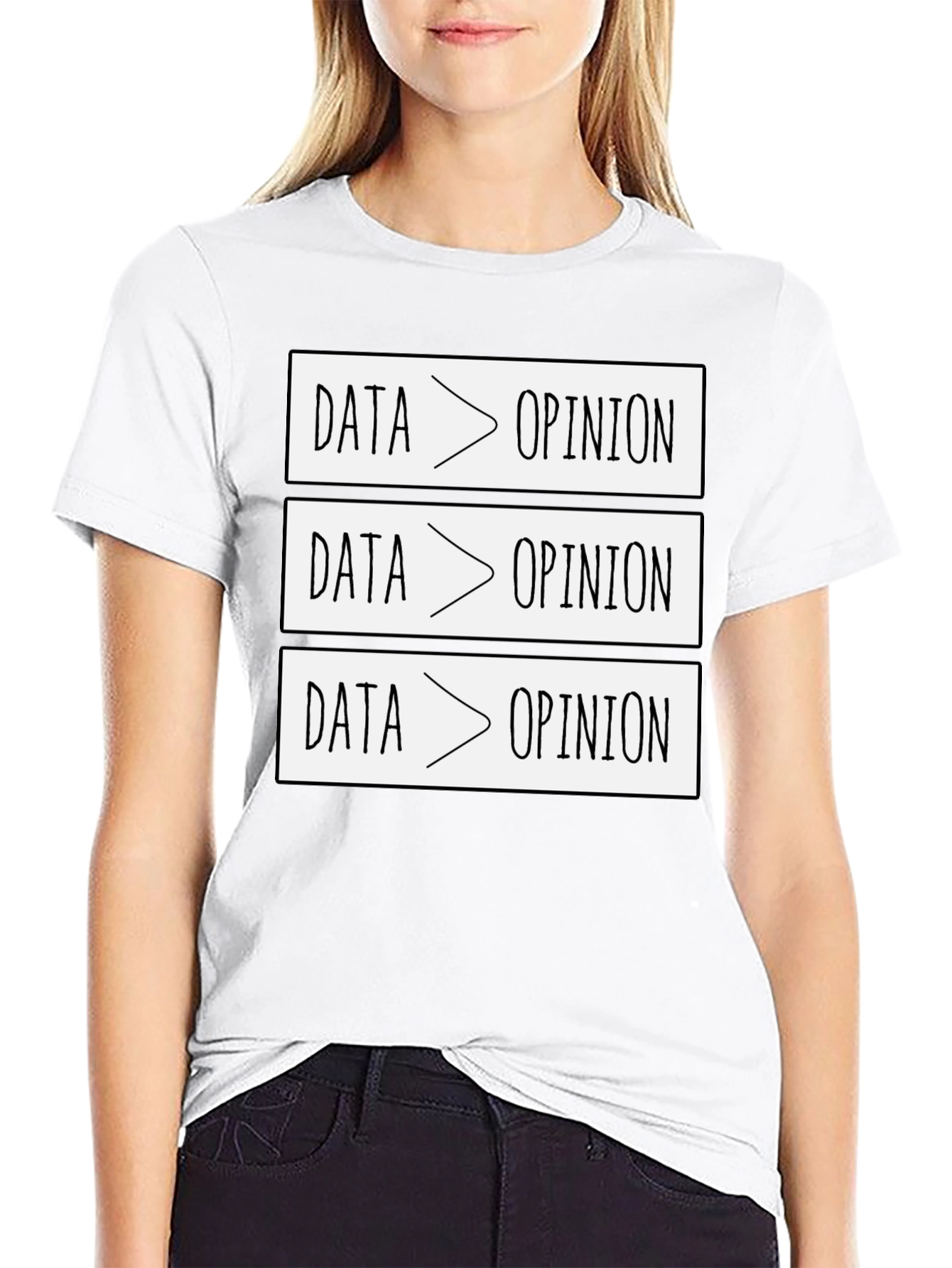 Data Over Opinion Graphic Tee - Black Cotton Blend