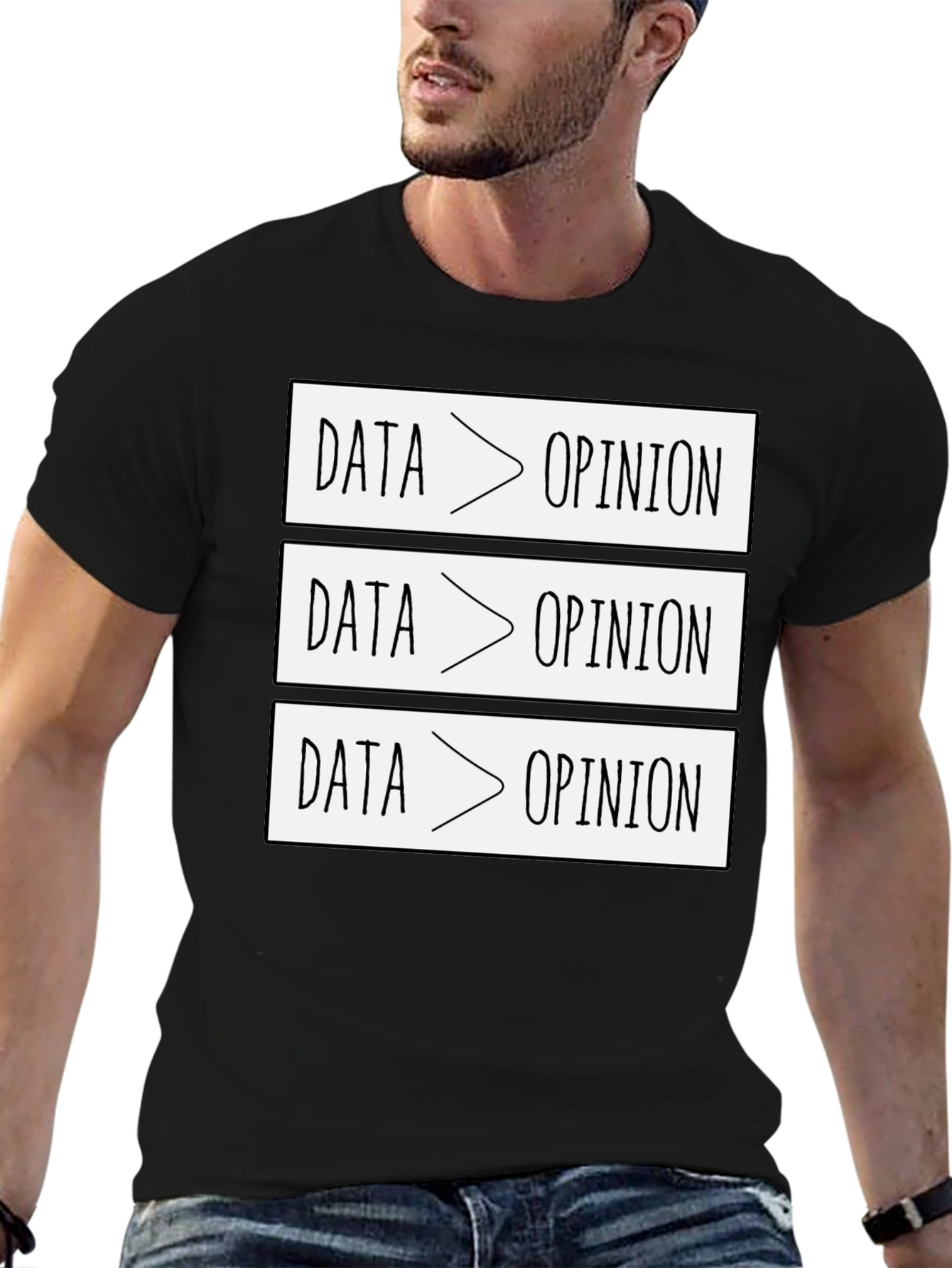 Data Over Opinion Graphic Tee - Black Cotton Blend
