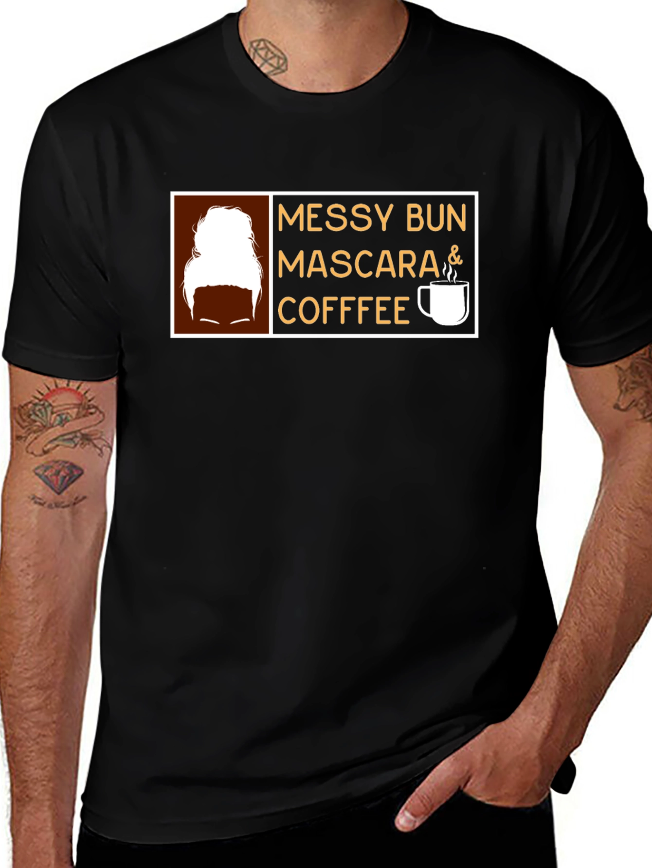 Messy Bun Mascara Coffee Graphic Tee