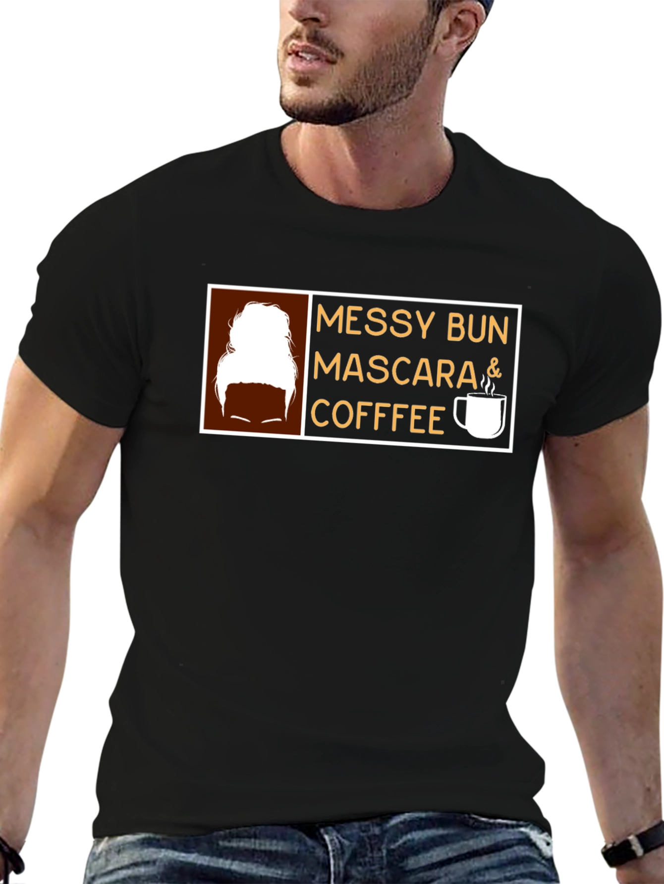 Messy Bun Mascara Coffee Graphic Tee