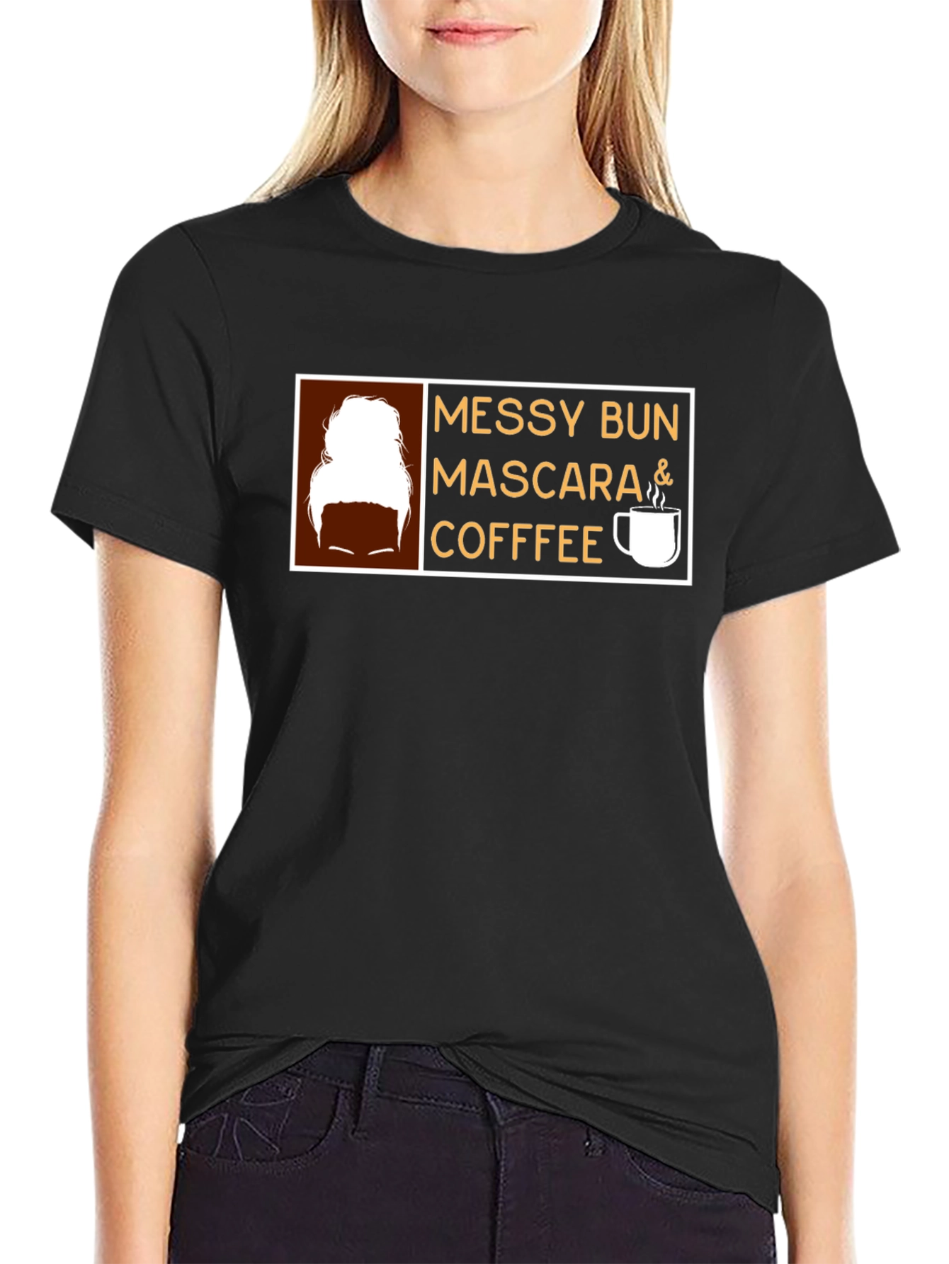 Messy Bun Mascara Coffee Graphic Tee