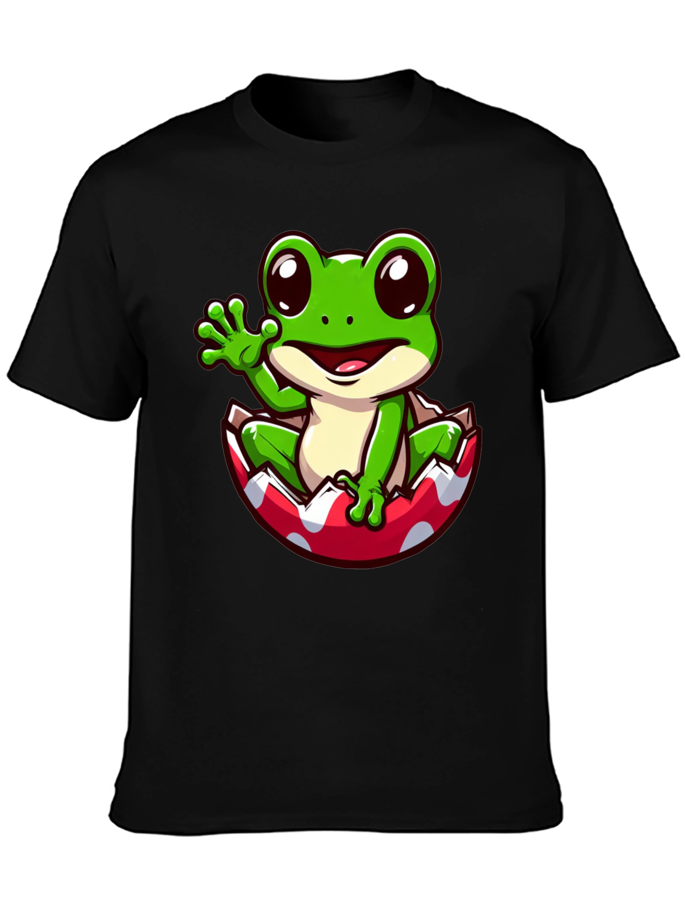 Frog in Eggshell Graphic Tee - Cute Cartoon Design