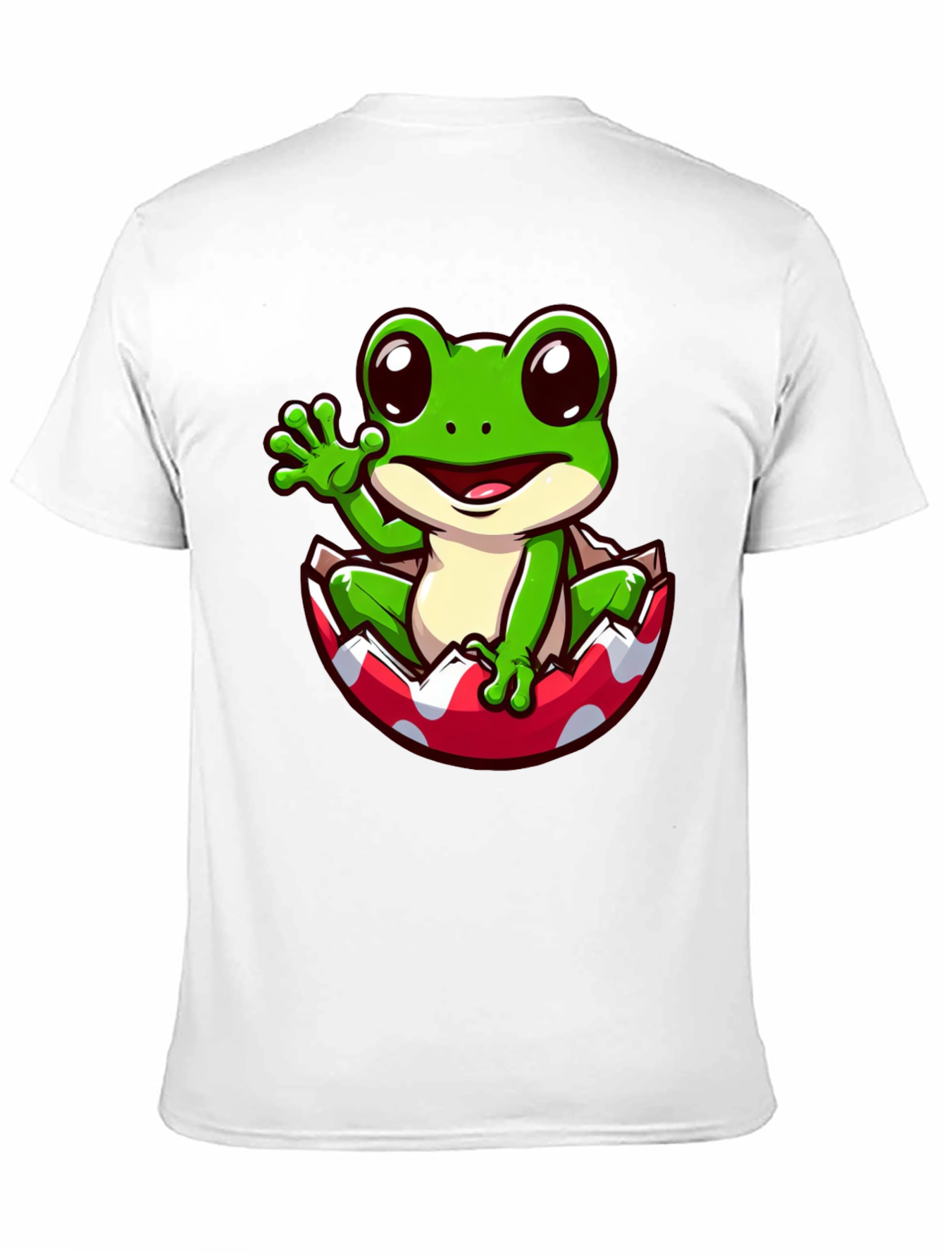 Frog in Eggshell Graphic Tee - Cute Cartoon Design
