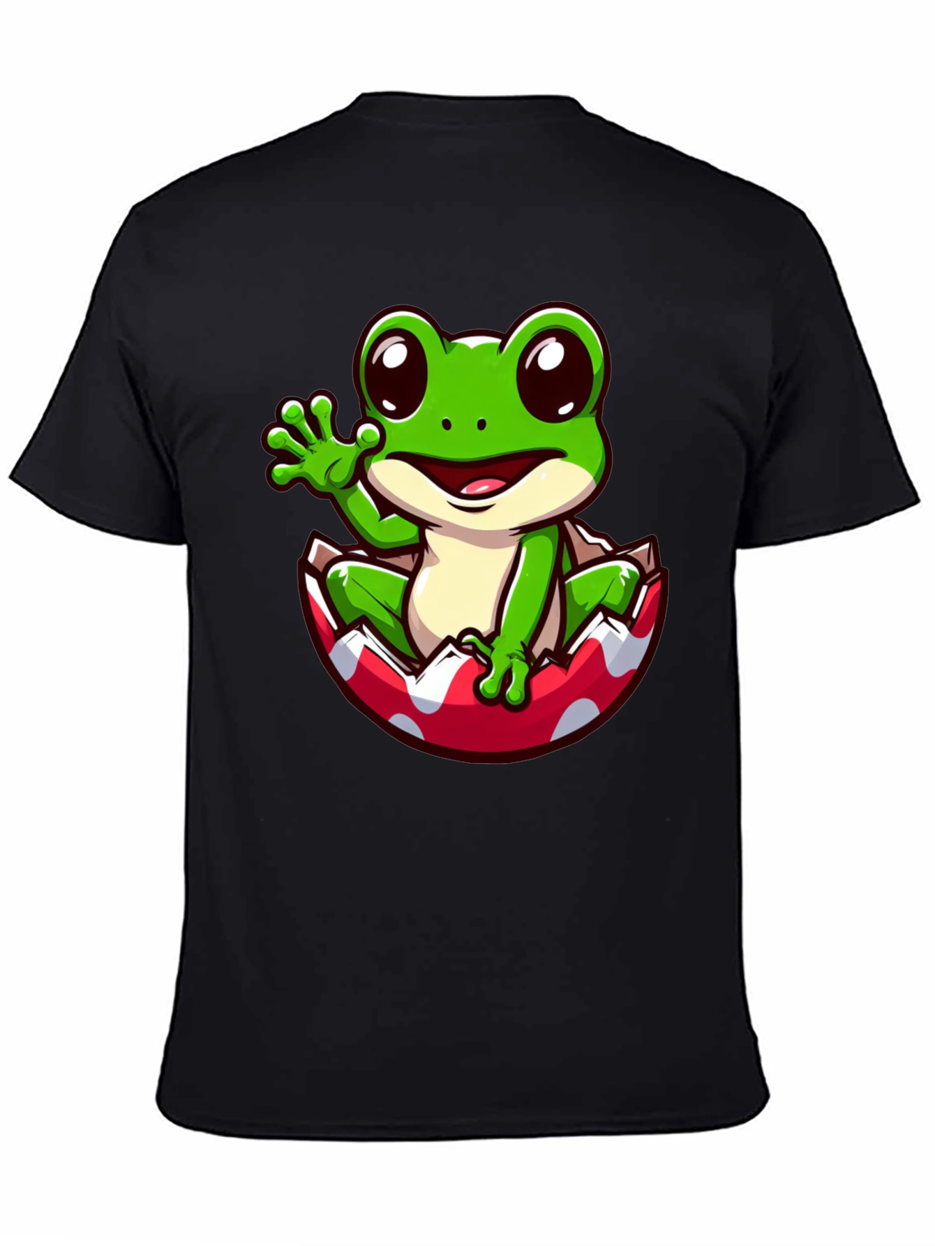 Frog in Eggshell Graphic Tee - Cute Cartoon Design