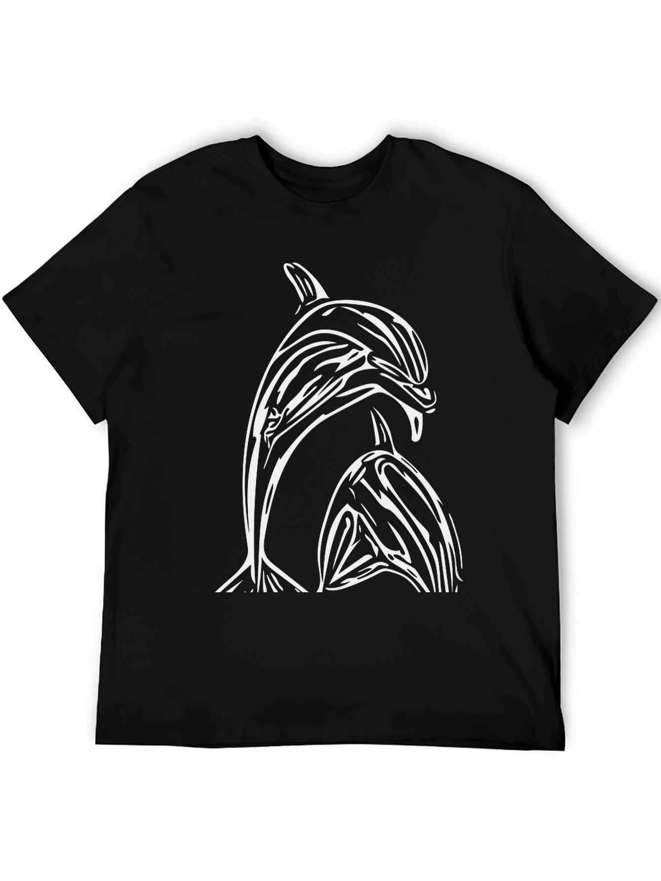 Dolphin Graphic Tee - Black Cotton T-Shirt