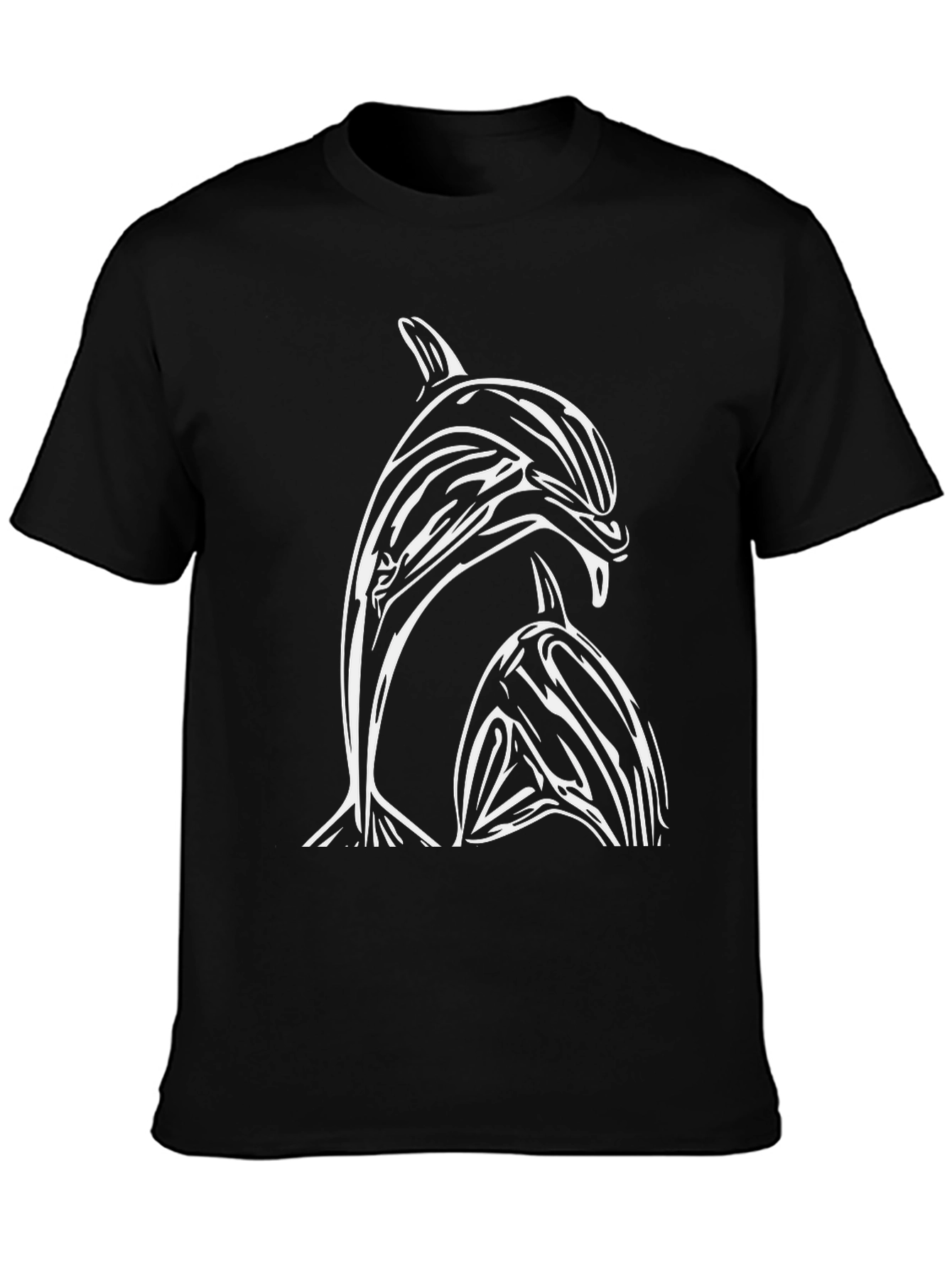 Dolphin Graphic Tee - Black Cotton T-Shirt