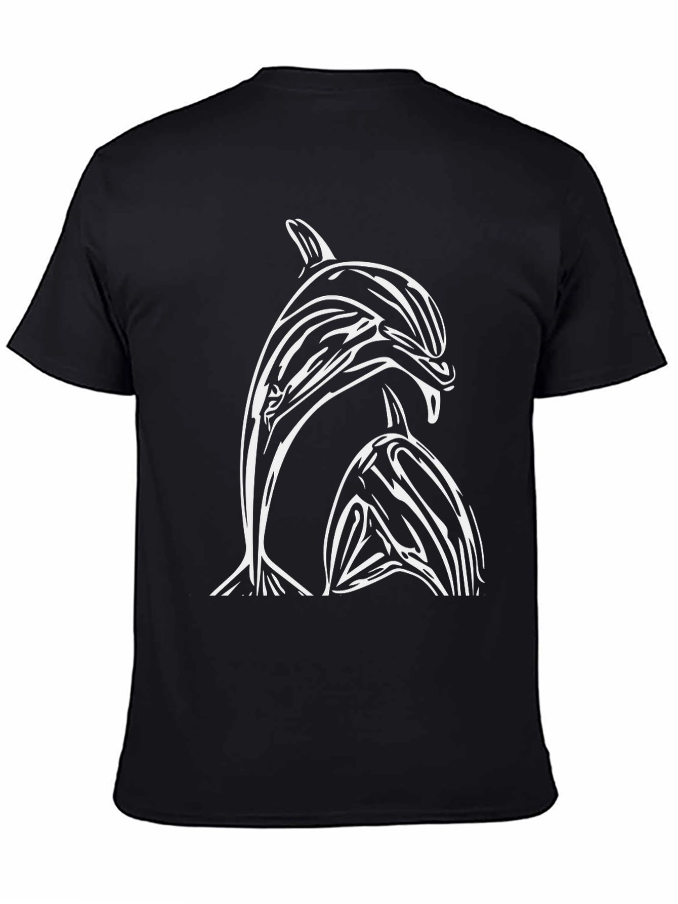 Dolphin Graphic Tee - Black Cotton T-Shirt