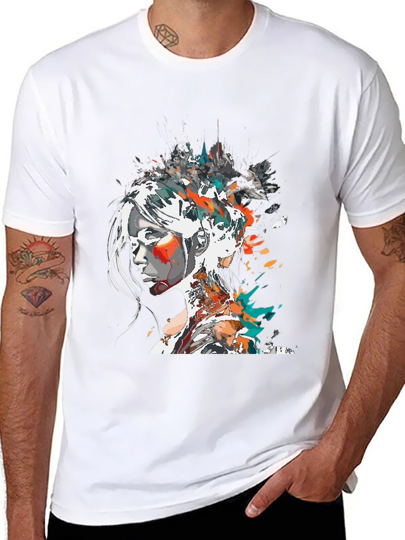 Abstract Woman Graphic Tee - Black