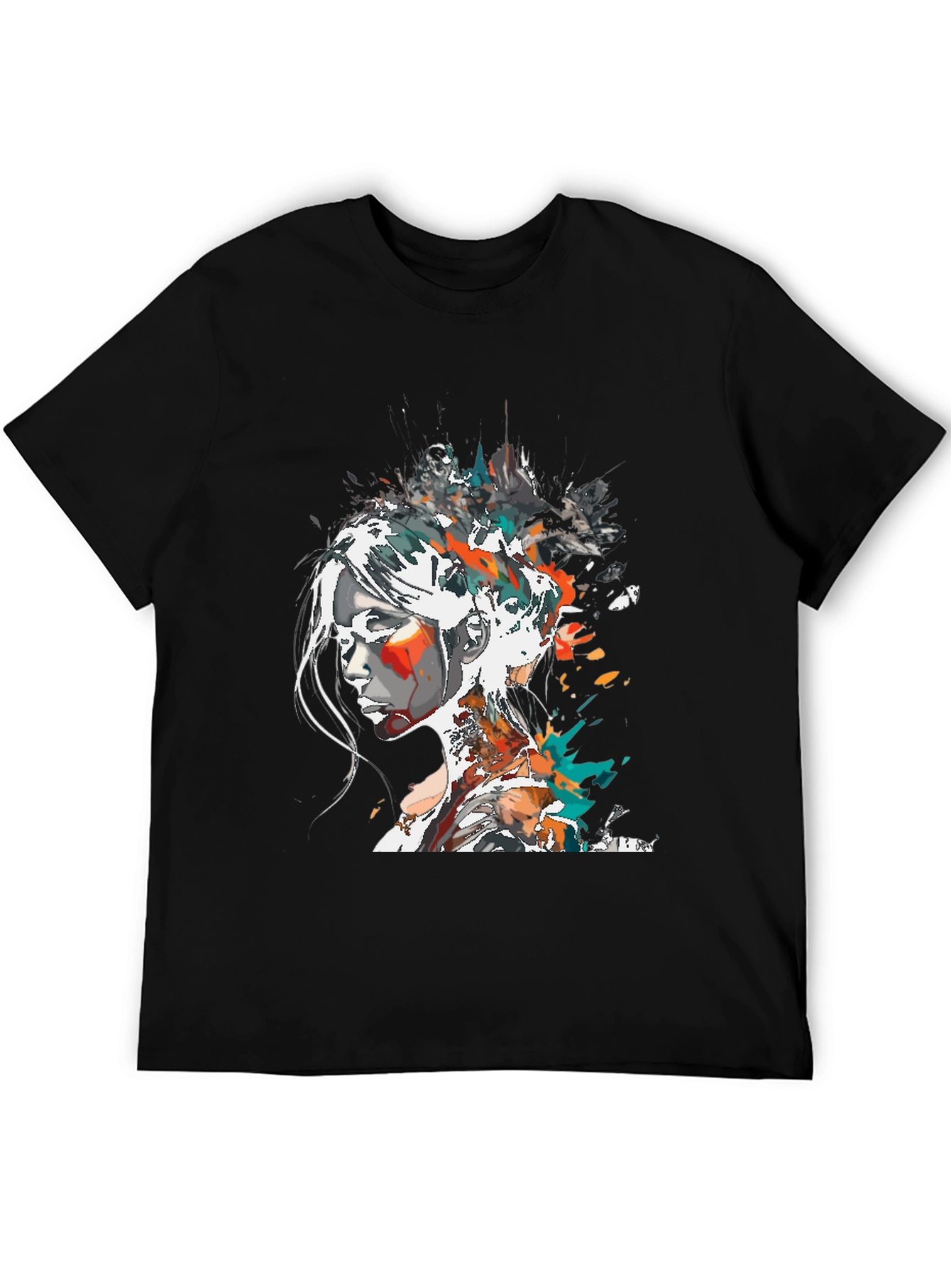 Abstract Woman Graphic Tee - Black