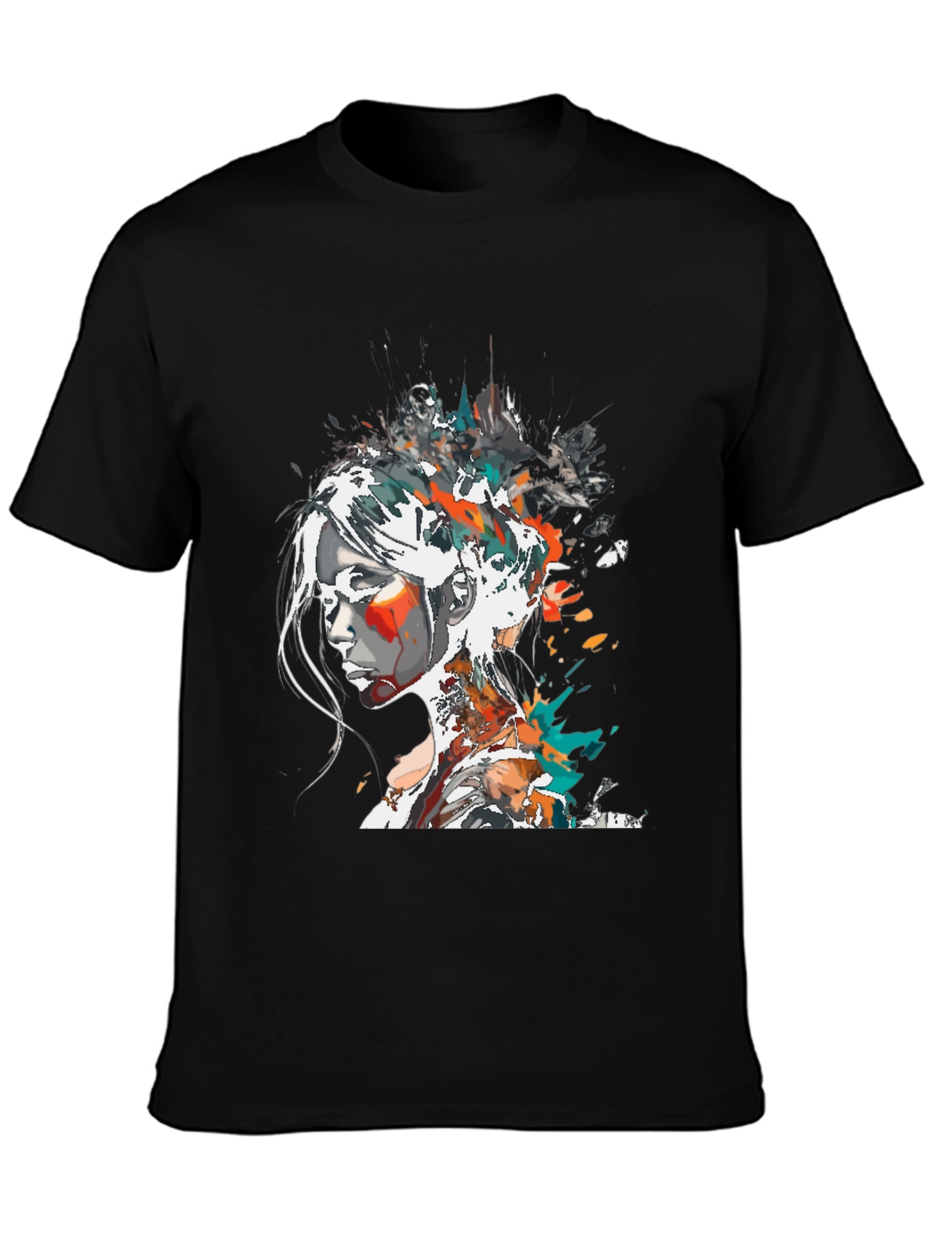 Abstract Woman Graphic Tee - Black