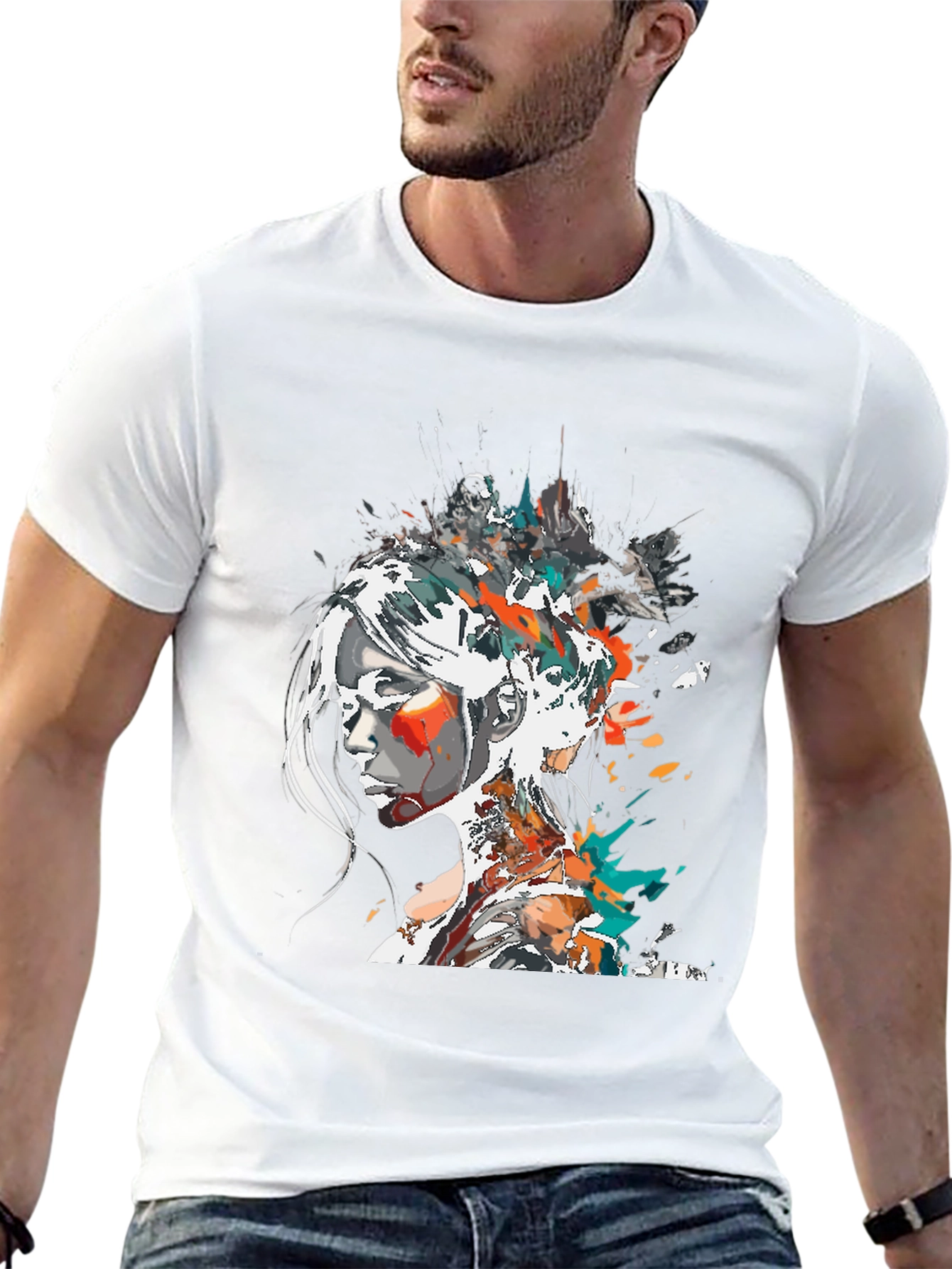 Abstract Woman Graphic Tee - Black