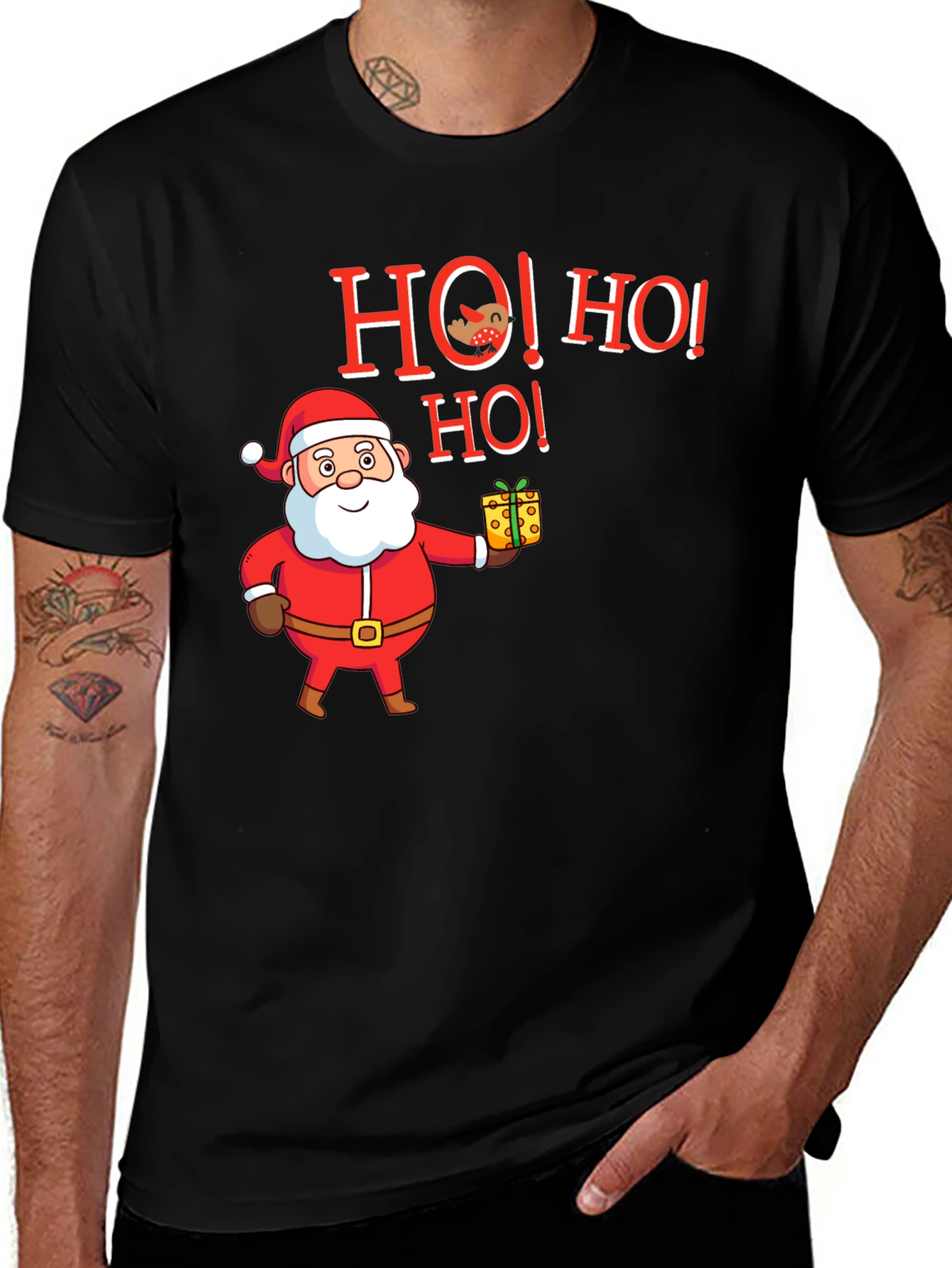 Festive Santa Ho! Ho! Ho! Holiday Graphic Tee