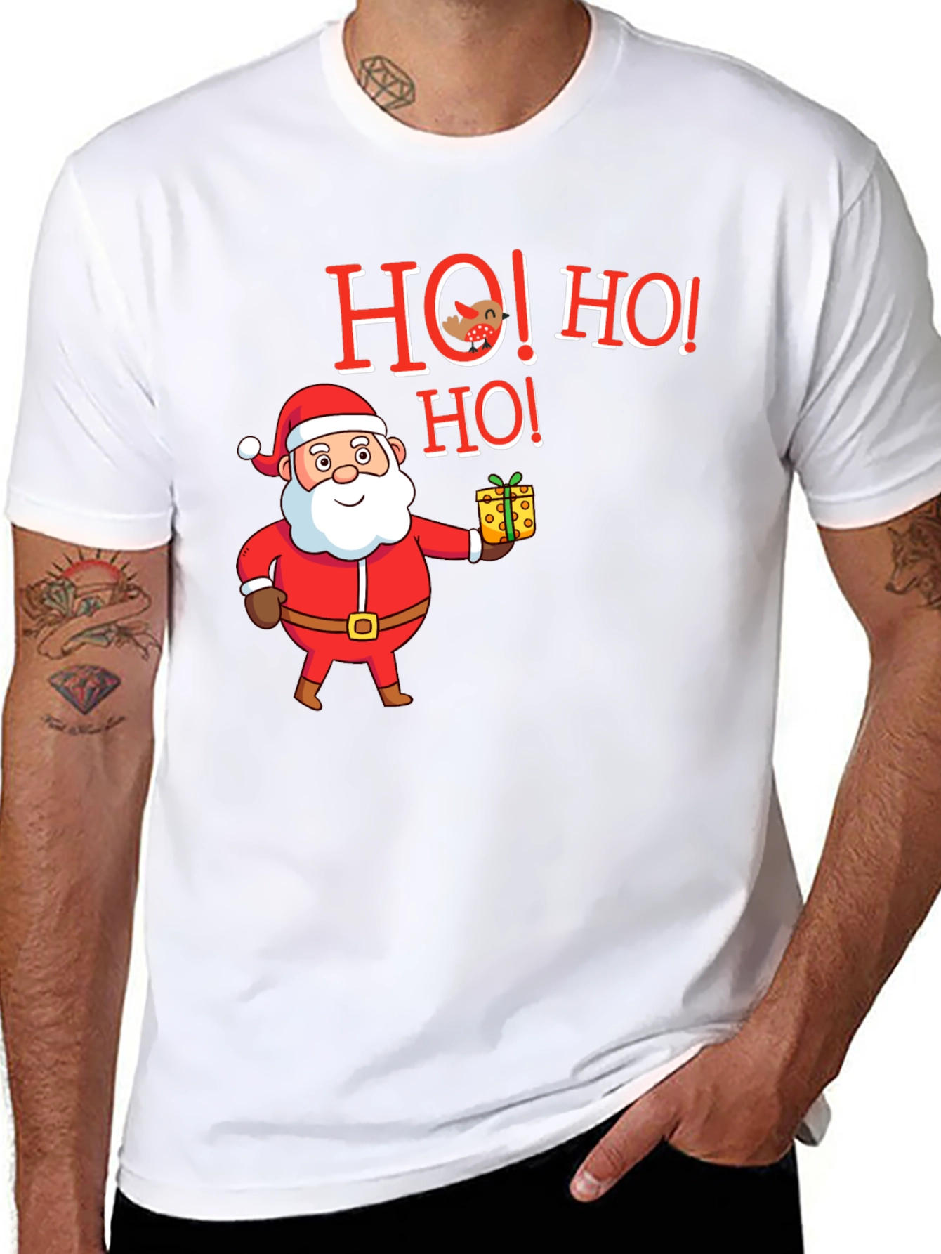 Festive Santa Ho! Ho! Ho! Holiday Graphic Tee