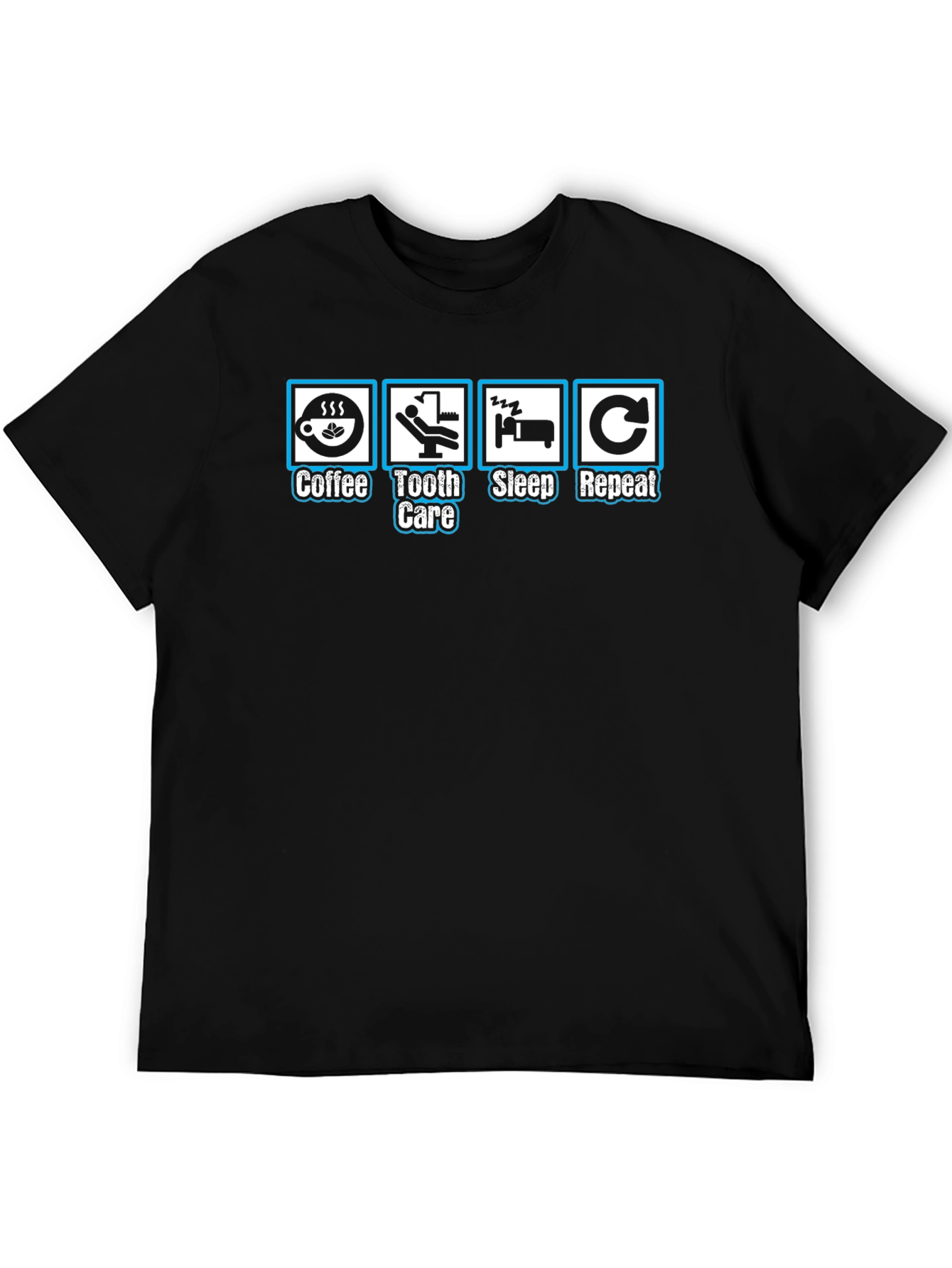 Coffee Tooth Care Sleep Repeat Graphic T-Shirt