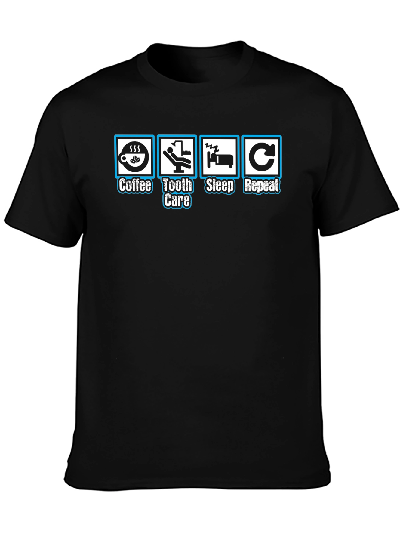 Coffee Tooth Care Sleep Repeat Graphic T-Shirt