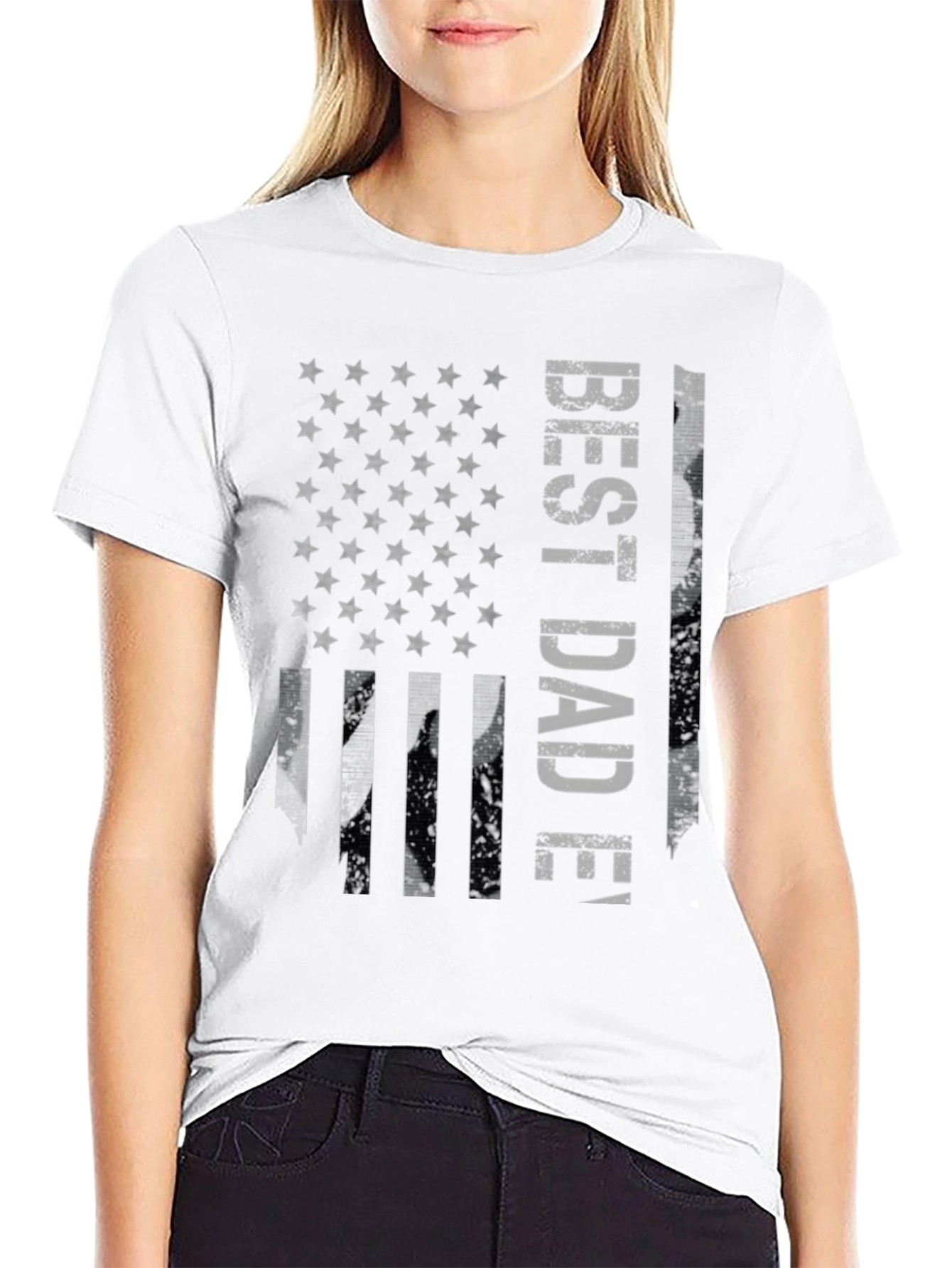 Best Dad Ever American Flag Graphic T-Shirt
