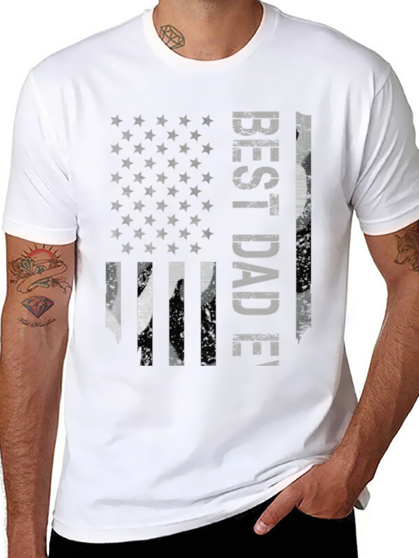 Best Dad Ever American Flag Graphic T-Shirt