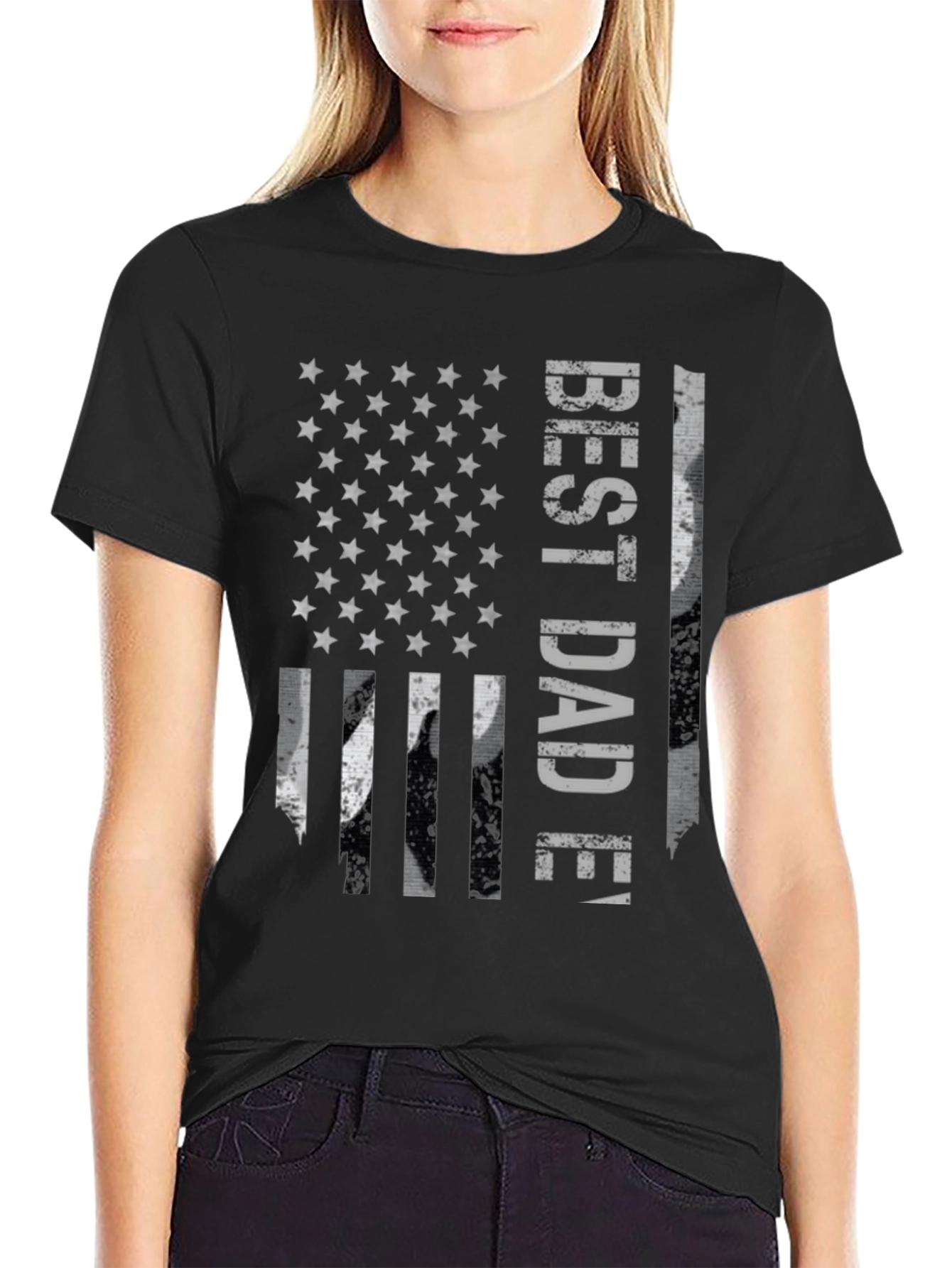 Best Dad Ever American Flag Graphic T-Shirt