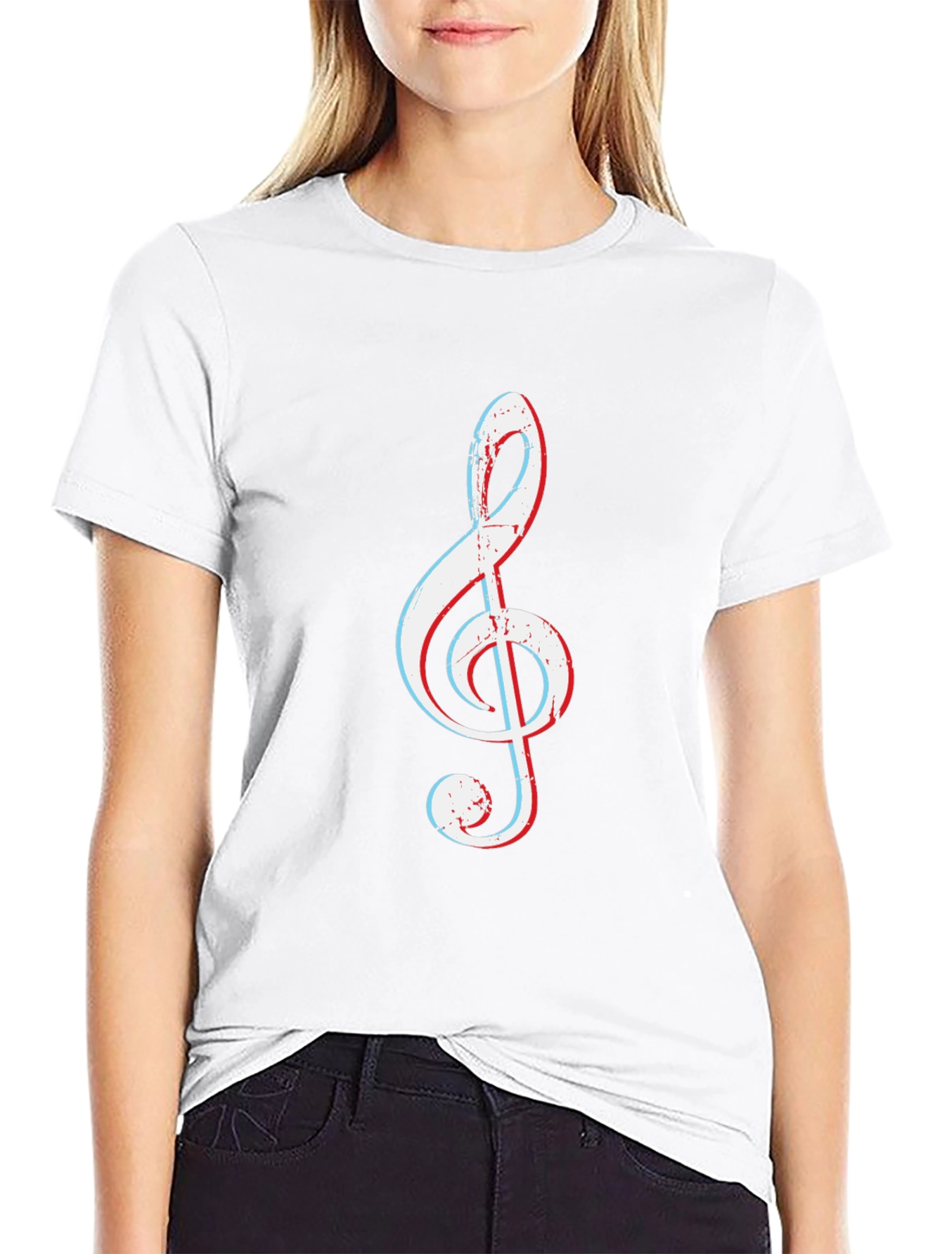 Treble Clef Graphic Tee - Black Cotton T-Shirt