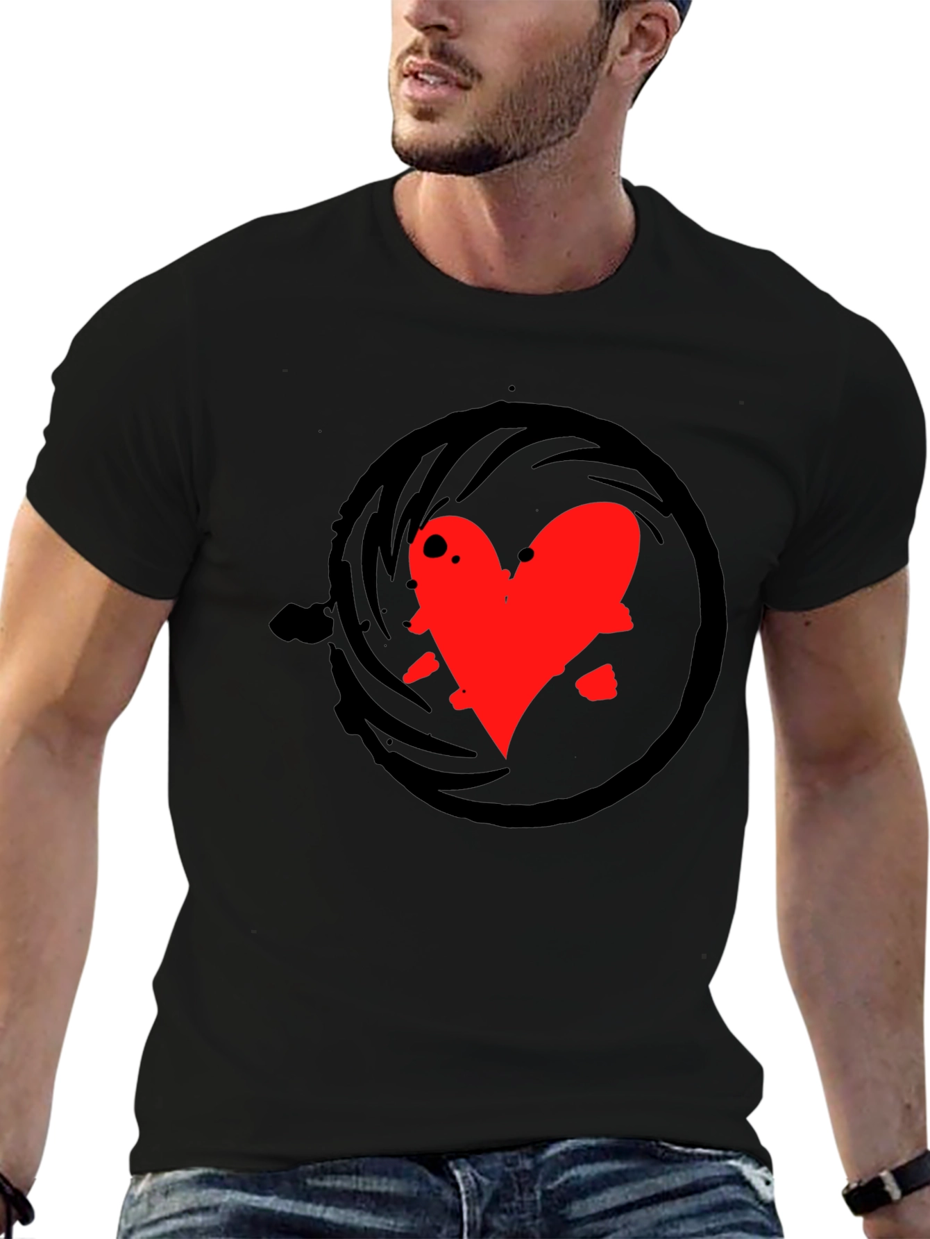 Heart Swirl Black T-Shirt
